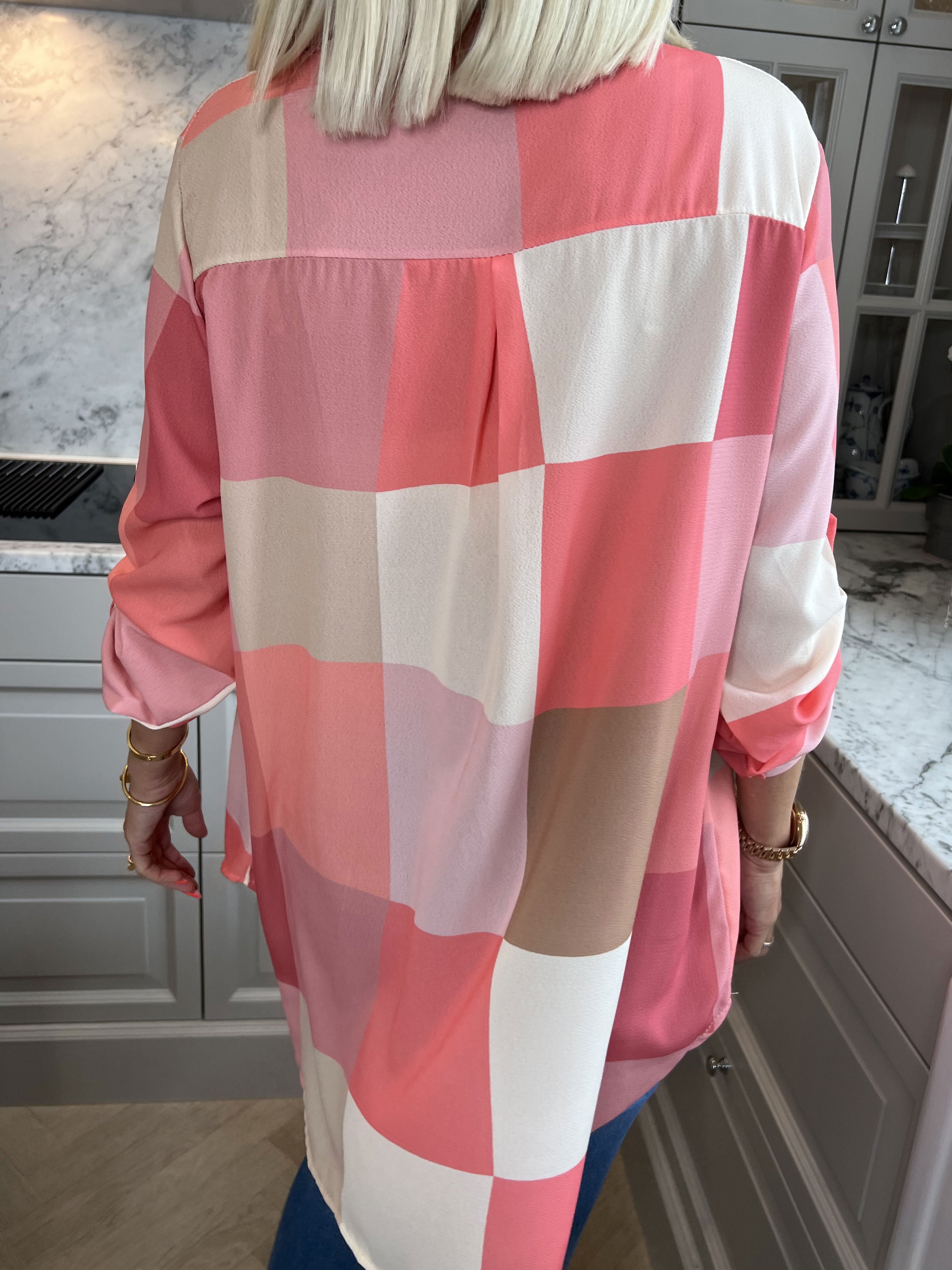 Vanesa - Lång rutig flerfärgad tunika