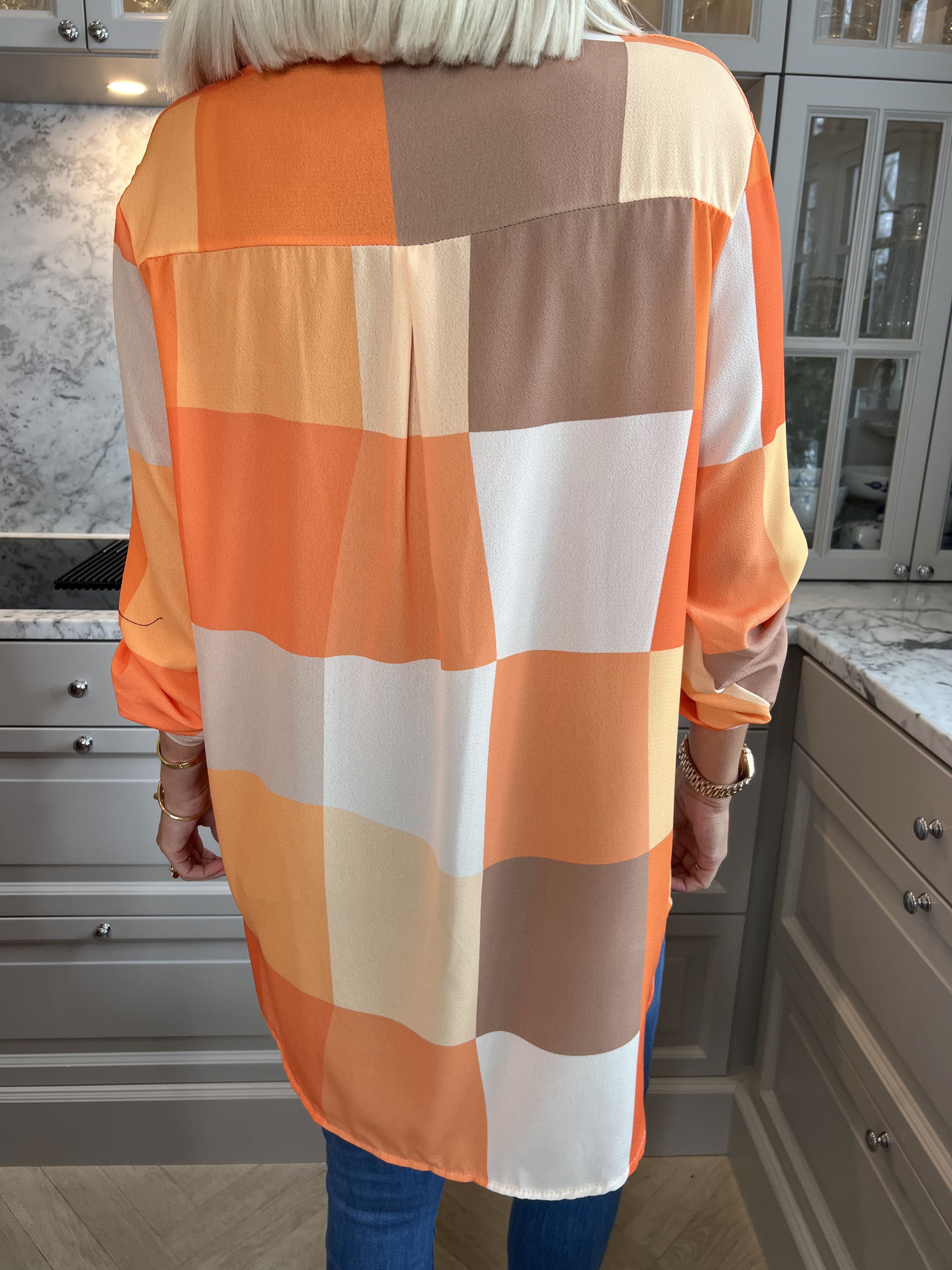 Vanesa - Lång rutig flerfärgad tunika