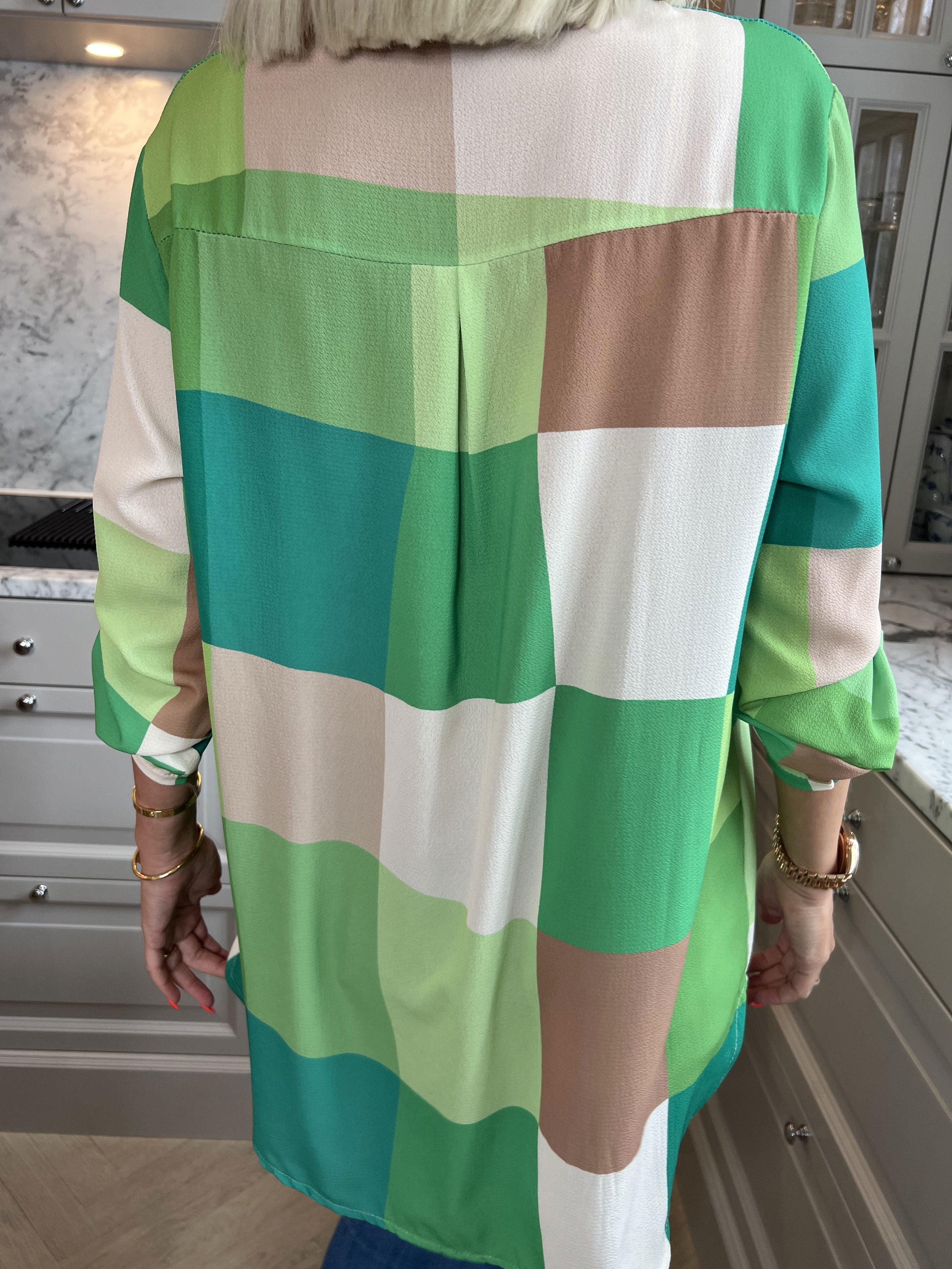 Vanesa - Lång rutig flerfärgad tunika