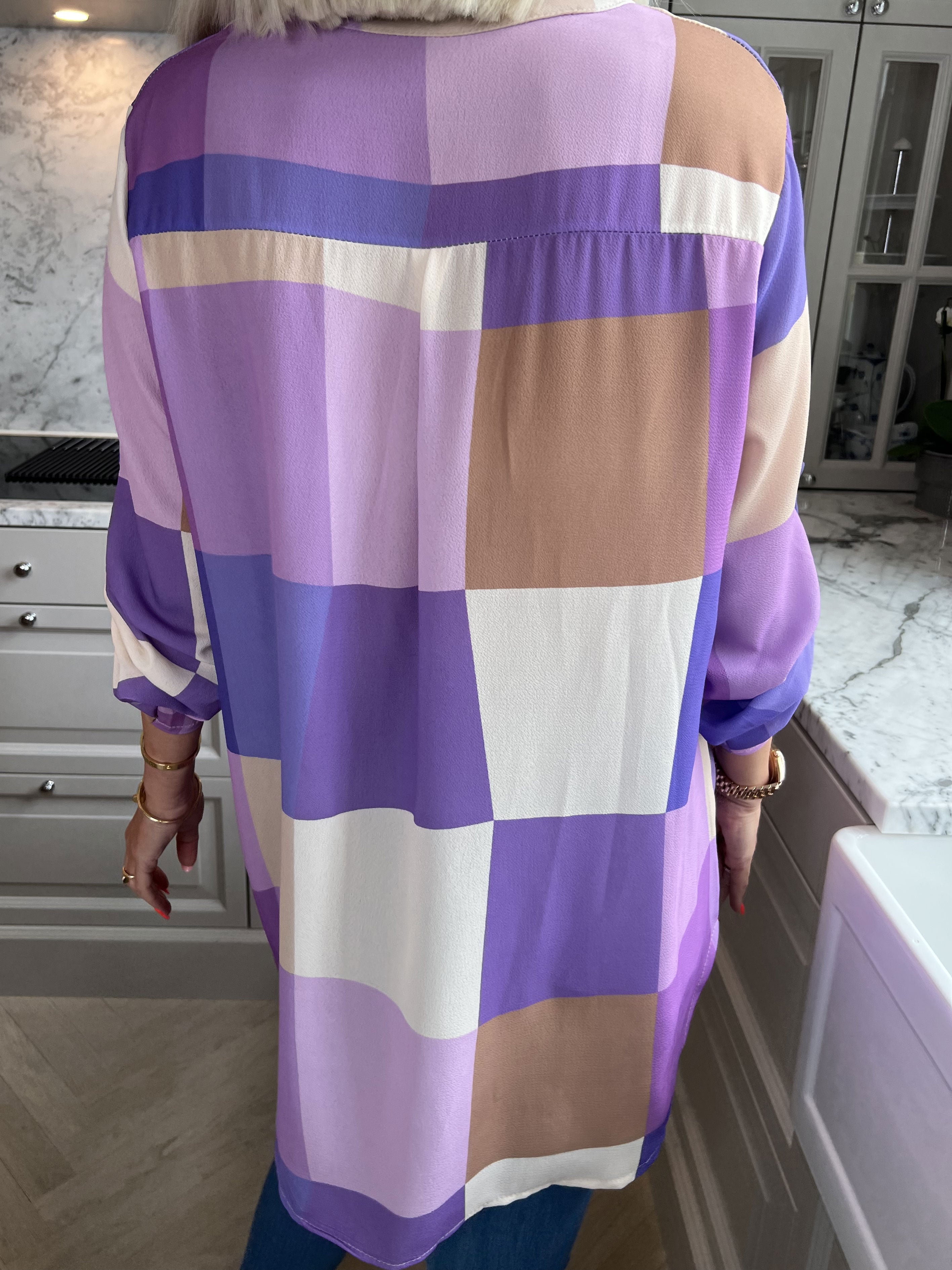 Vanesa - Lång rutig flerfärgad tunika