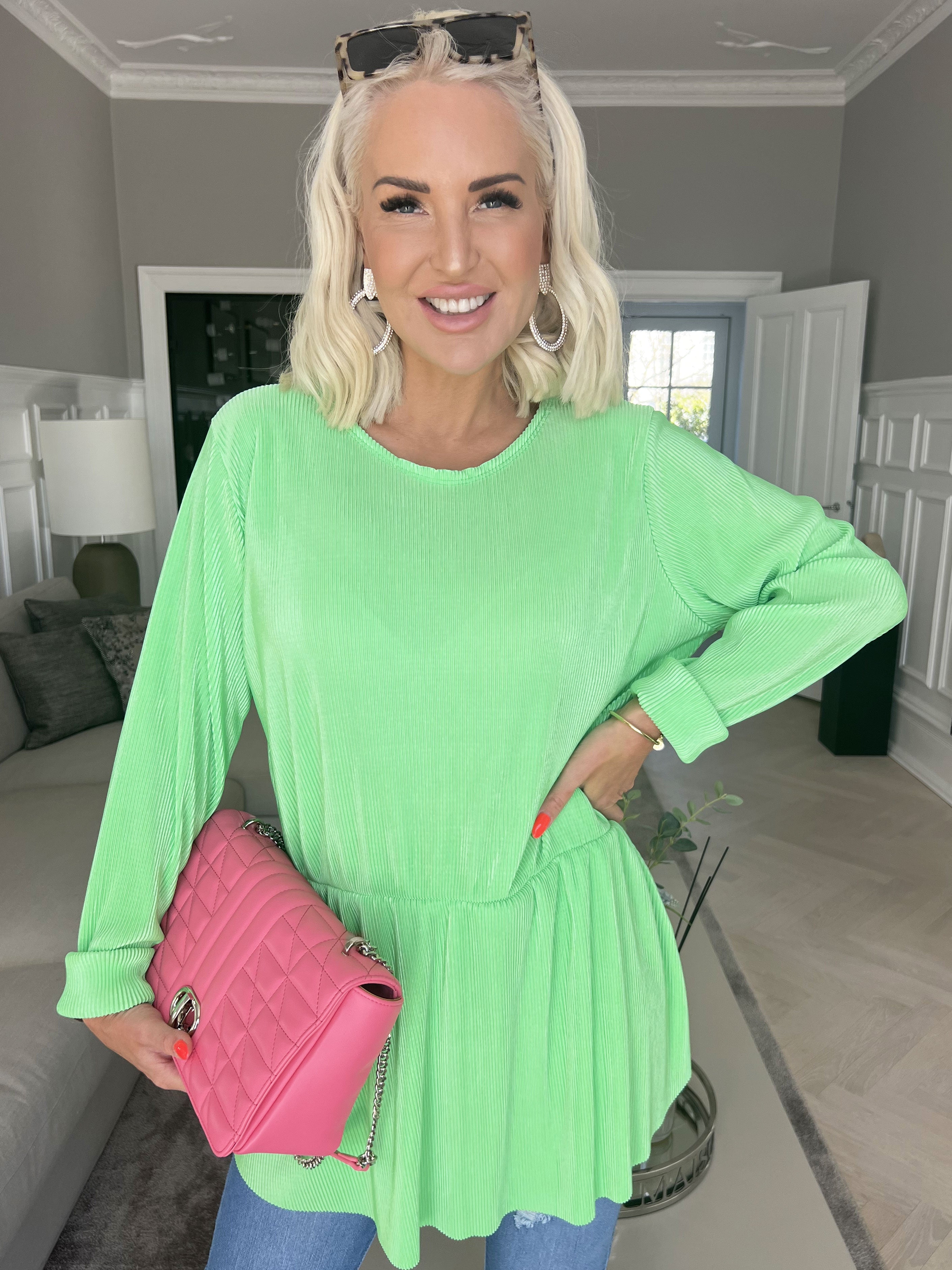 Delfina - Randig långärmad blus med liten kjol