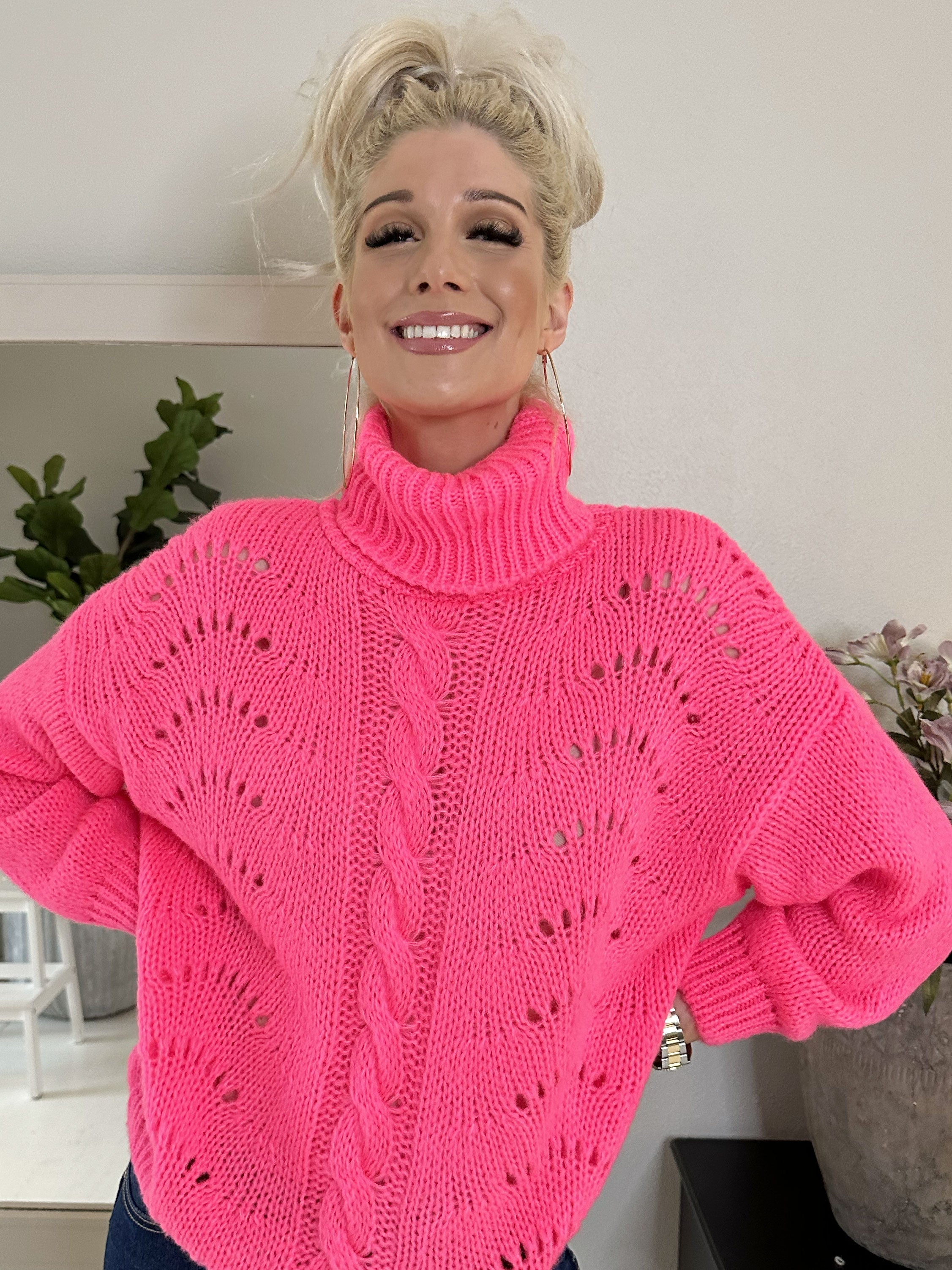 Marlena - Söt, mjuk stickning med rullkrage - Light grey