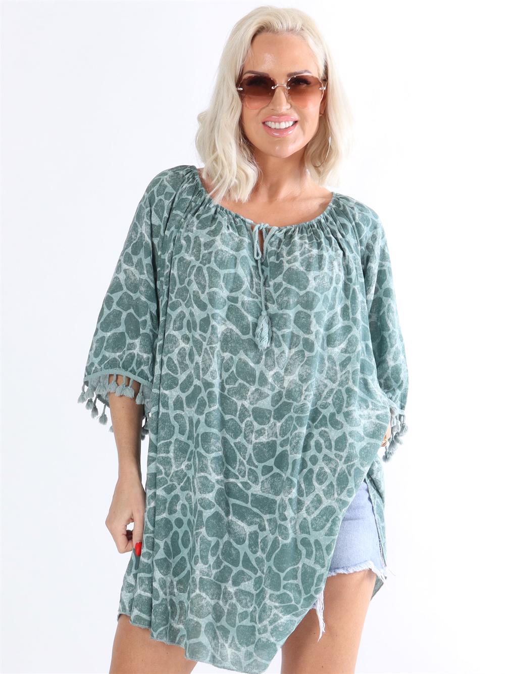 Gilsa - Mönstrad tunika med tofsar