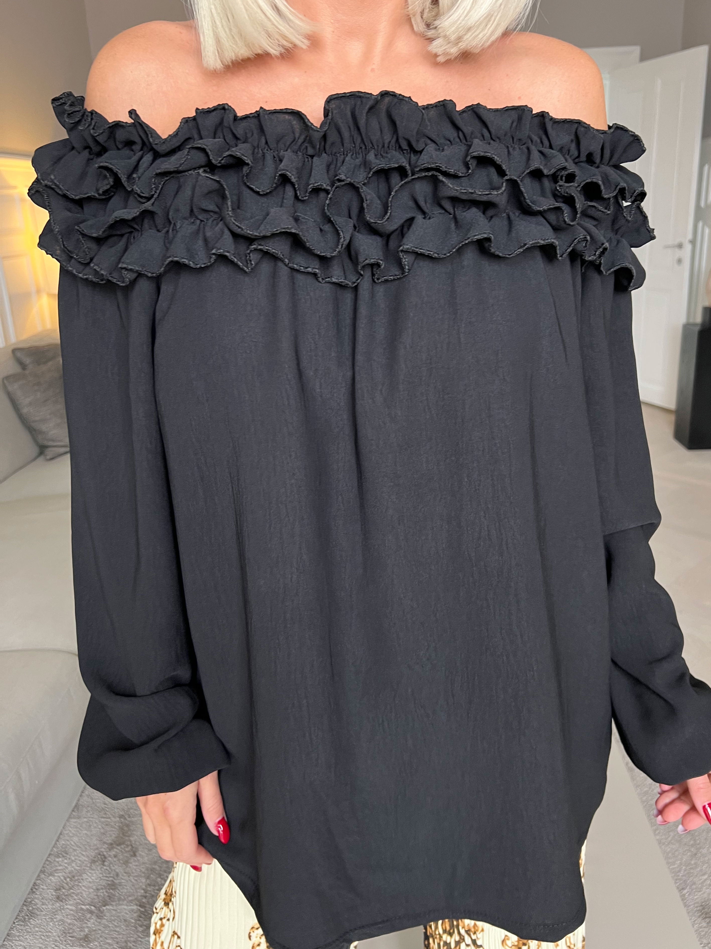 Chili - Finst tunikablus med volanger i halsen