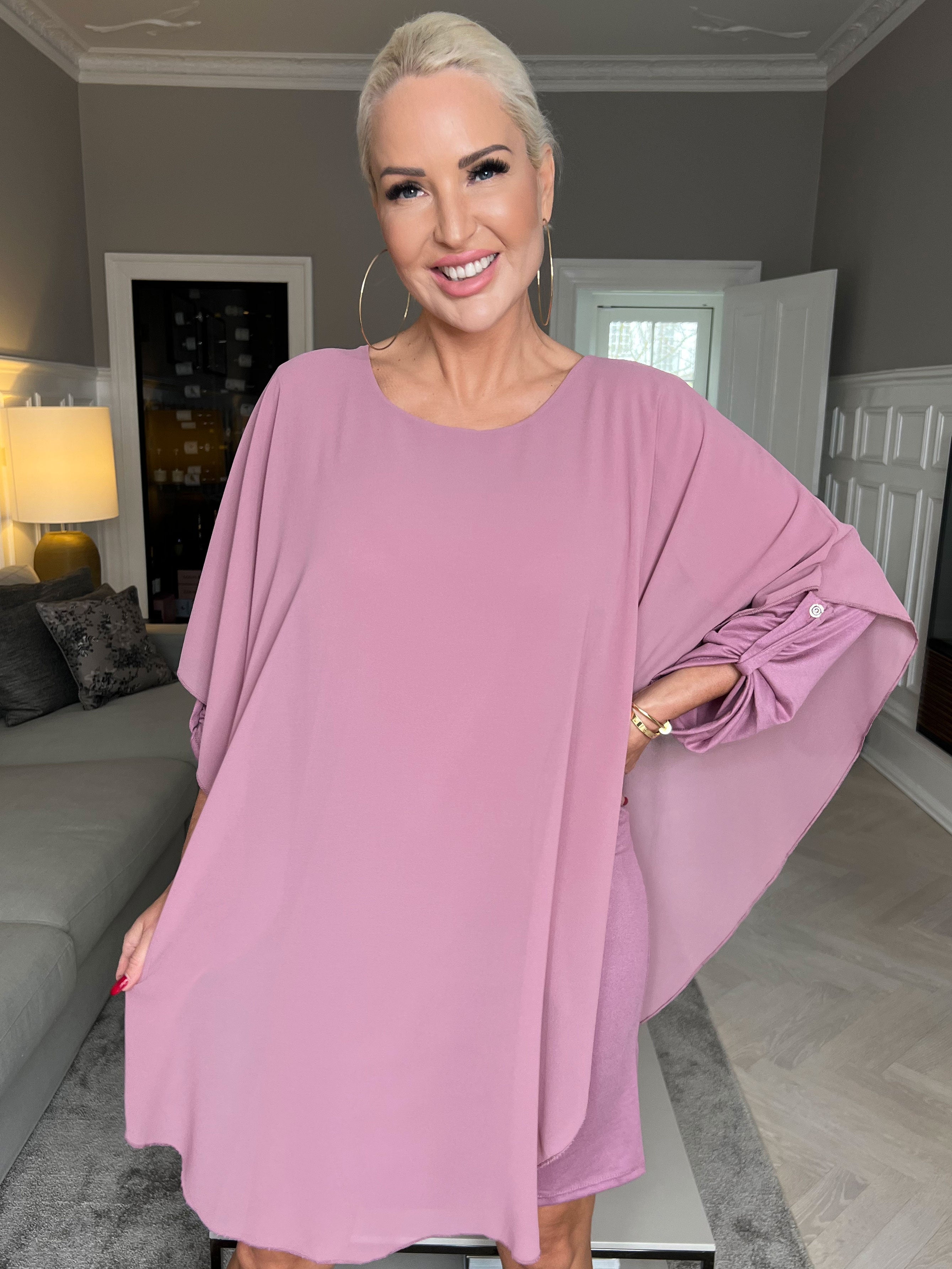 Kenya Long Sleeve - Tunikaklänning med chiffonglager