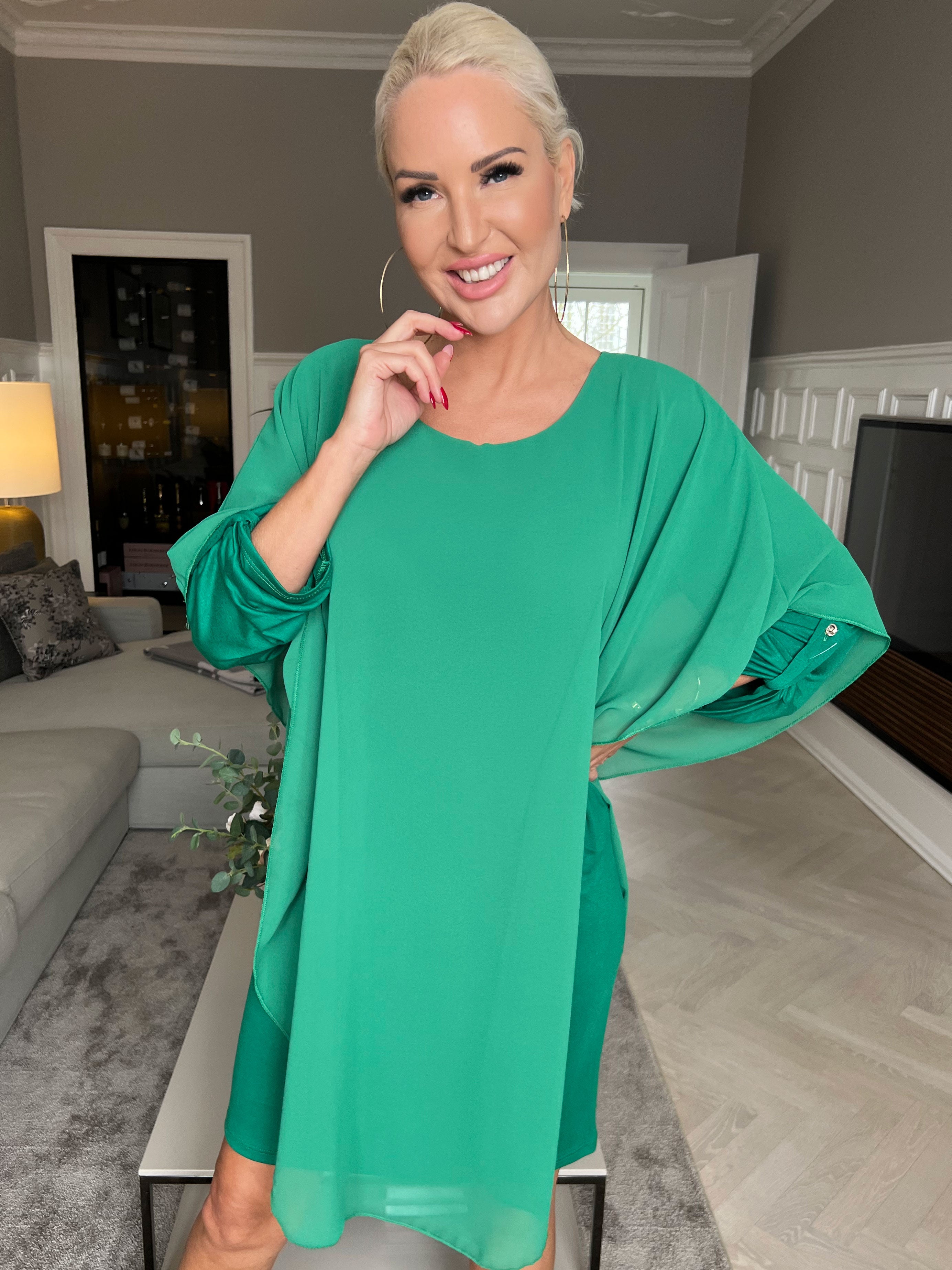 Kenya Long Sleeve - Tunikaklänning med chiffonglager