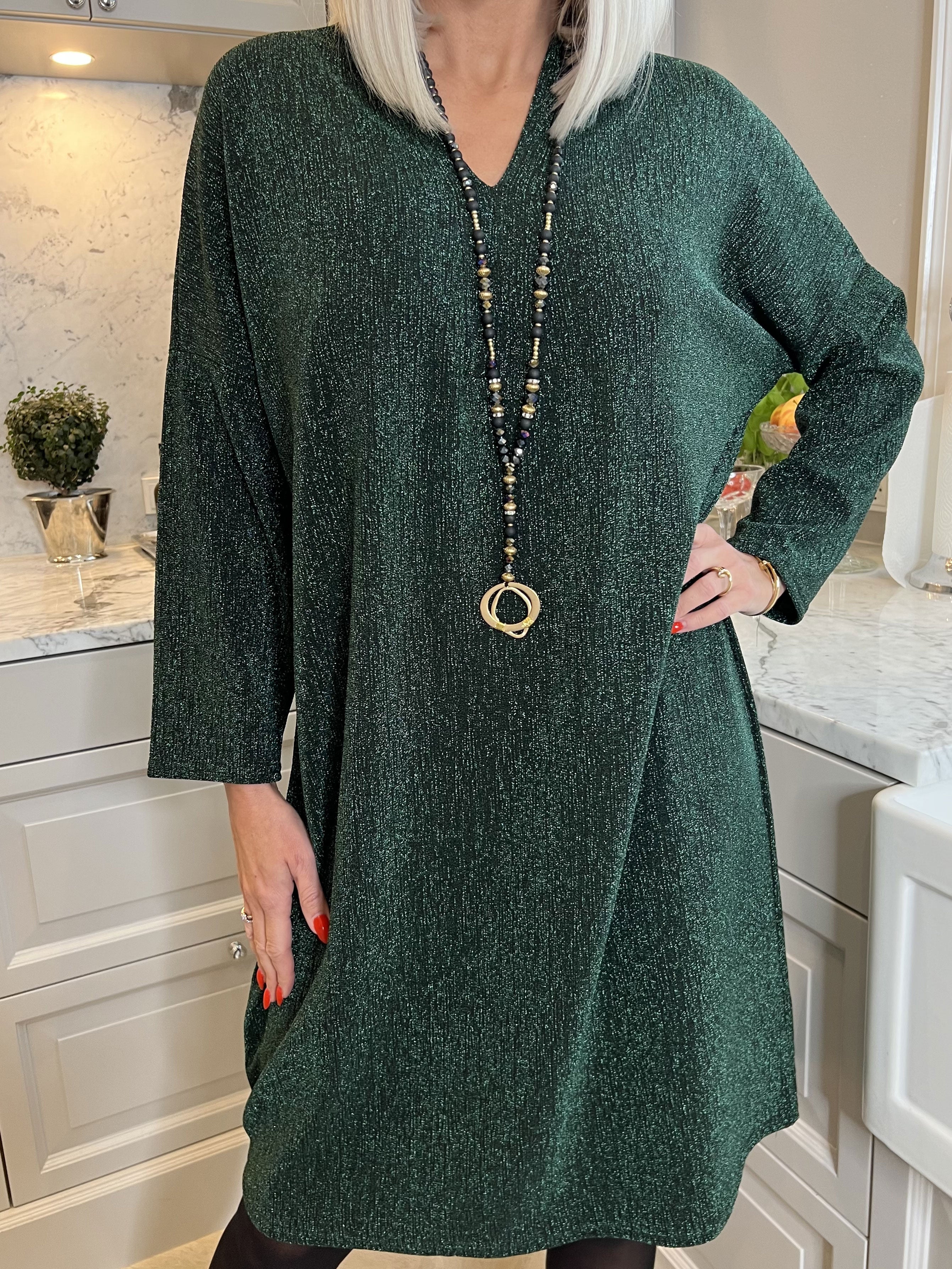 Audine - Enkel glitterklänning i elastiskt tyg