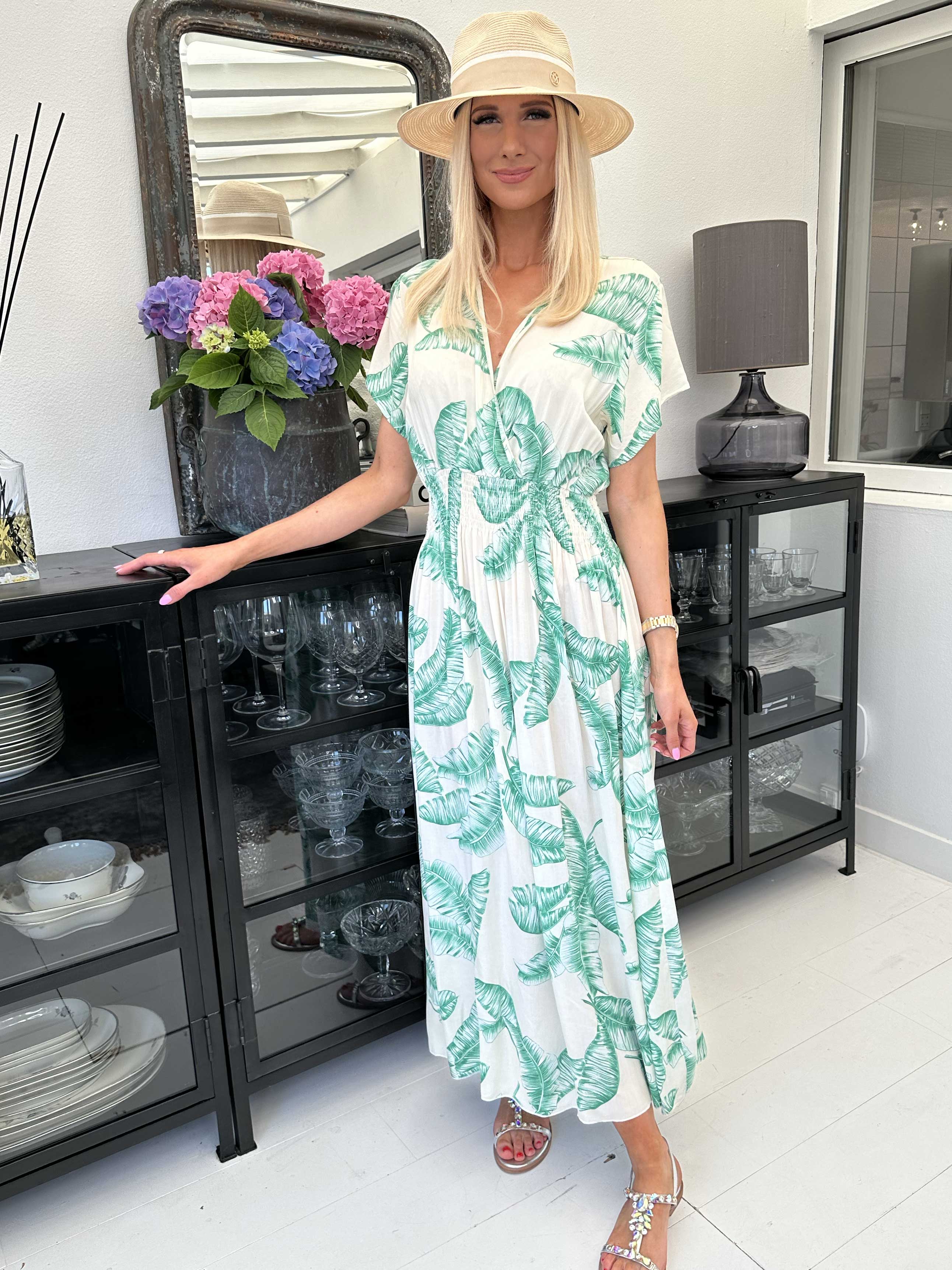 Misha leaf - Söt lång blommig klänning med smock