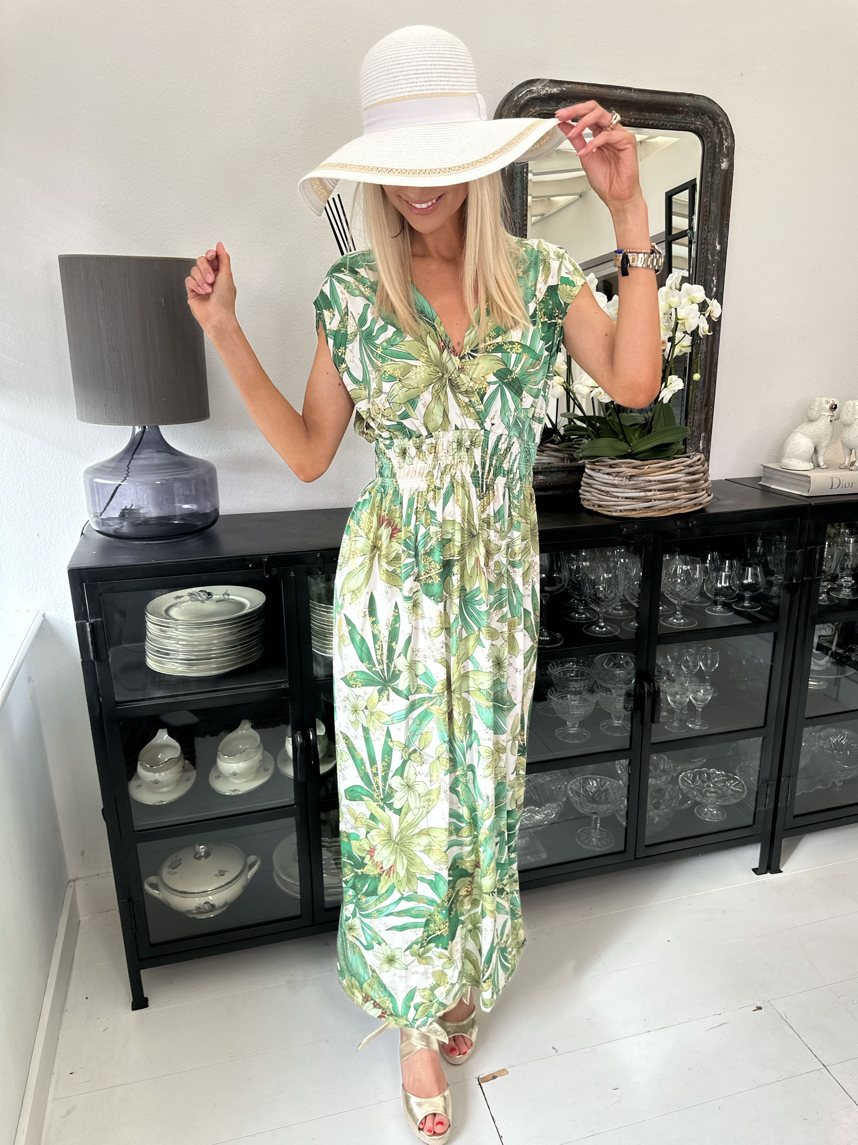 Pams Sleeveless - Lång elastisk klänning i skrynkelfritt tyg