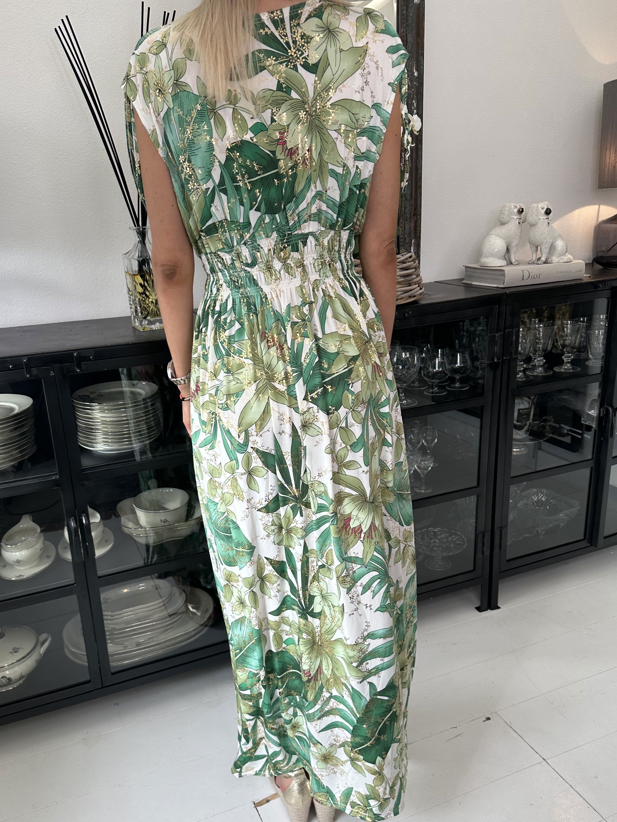 Pams Sleeveless - Lång elastisk klänning i skrynkelfritt tyg