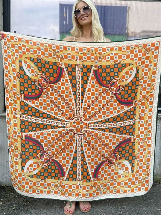 Janina - Mønstret tørklæde i silke