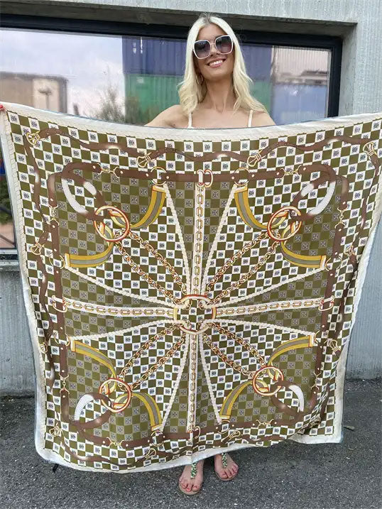 Janina - Mønstret tørklæde i silke