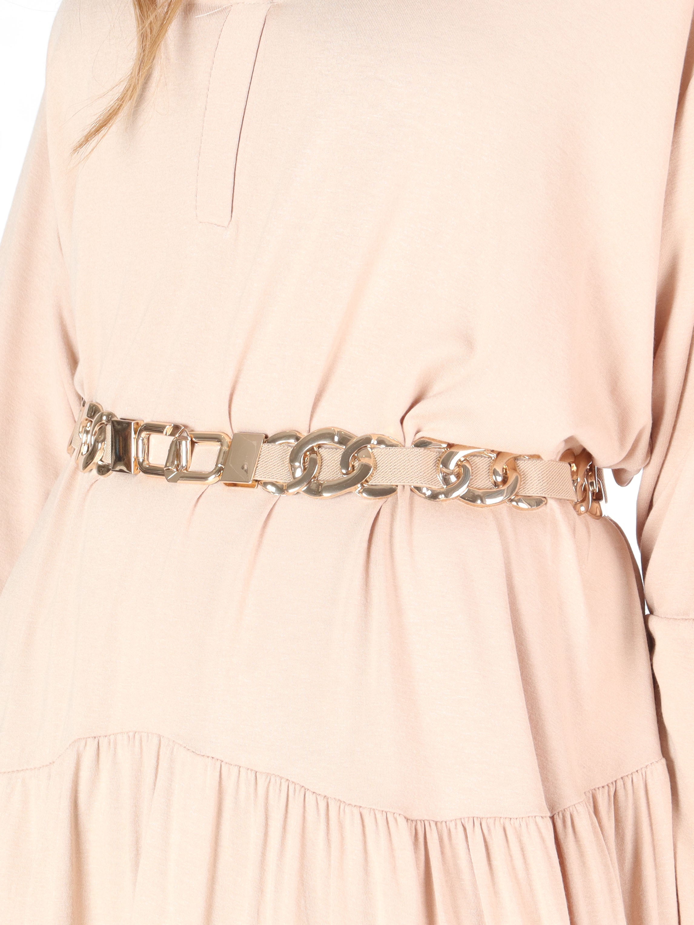 Samara - Svart elastiskt midjebälte med guldkedja