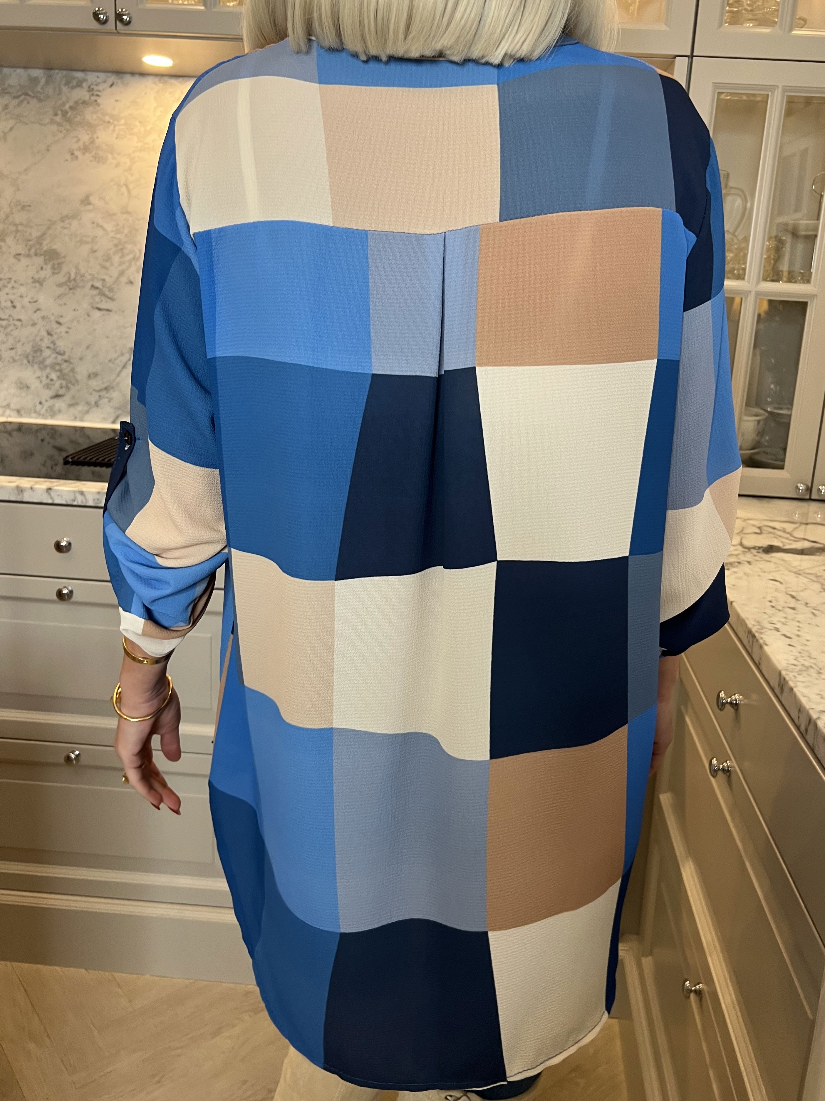 Vanesa - Lång rutig flerfärgad tunika