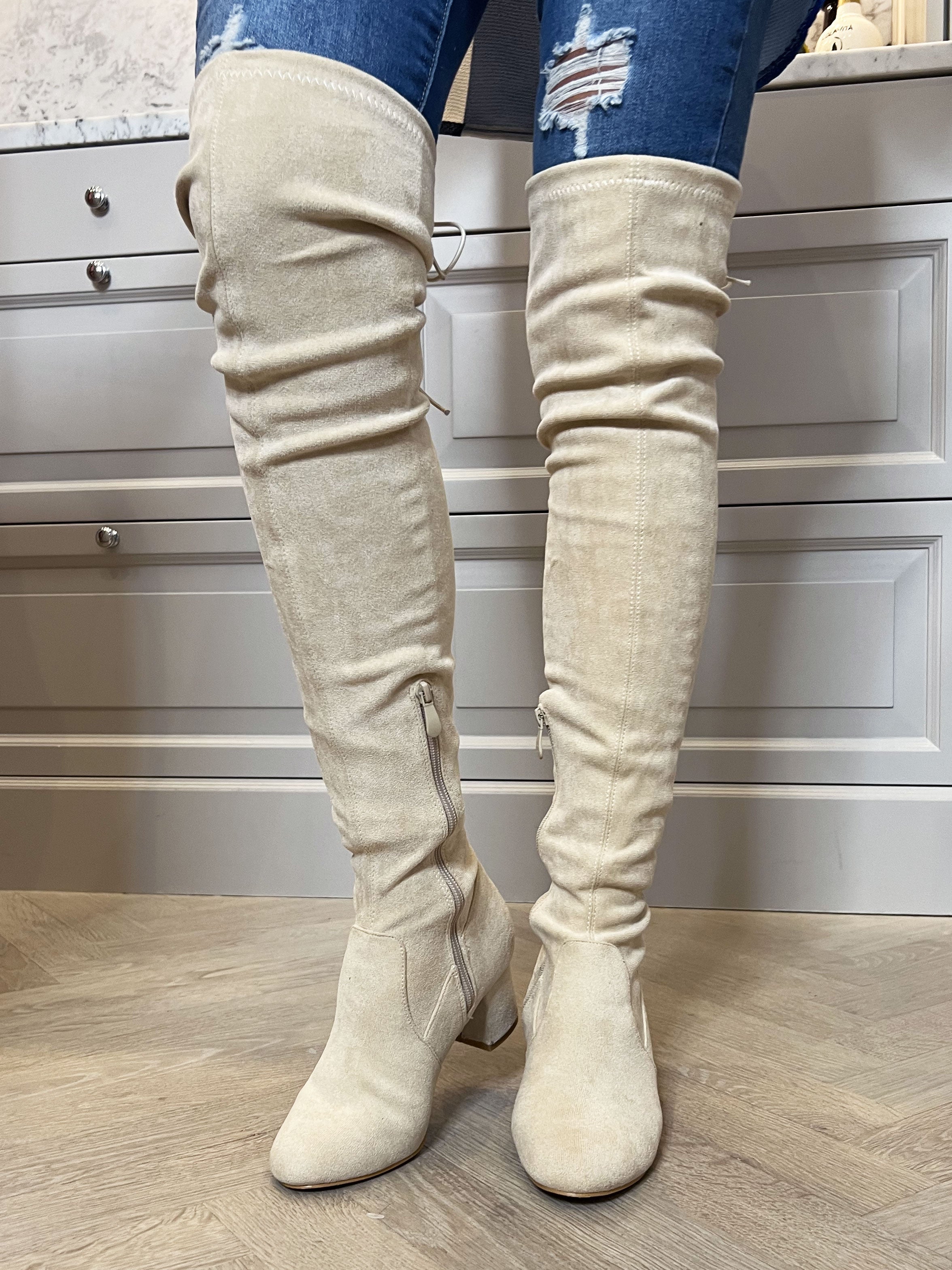 Olivia - Overknee boots med liten klack