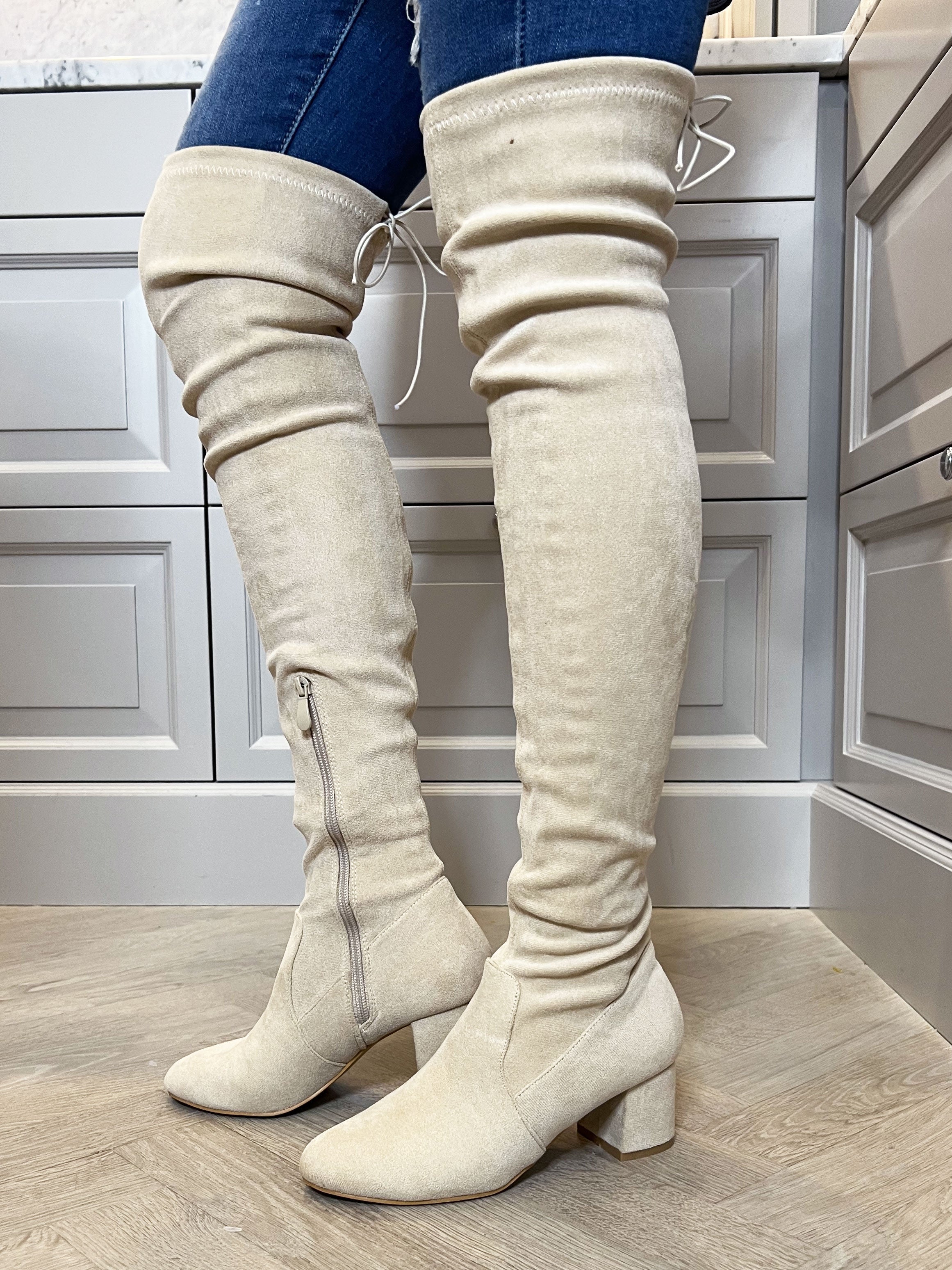 Olivia - Overknee boots med liten klack