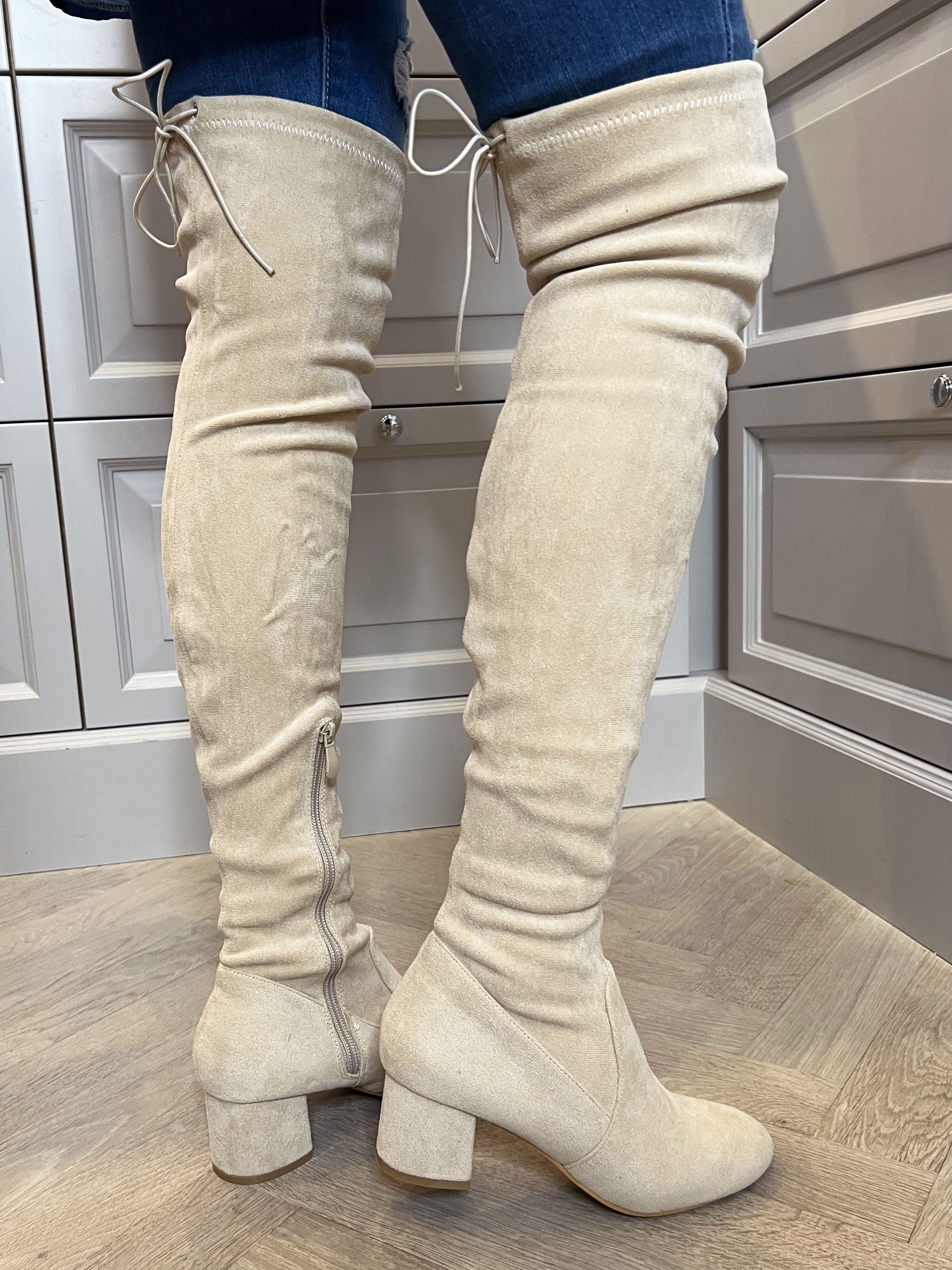 Olivia - Overknee boots med liten klack