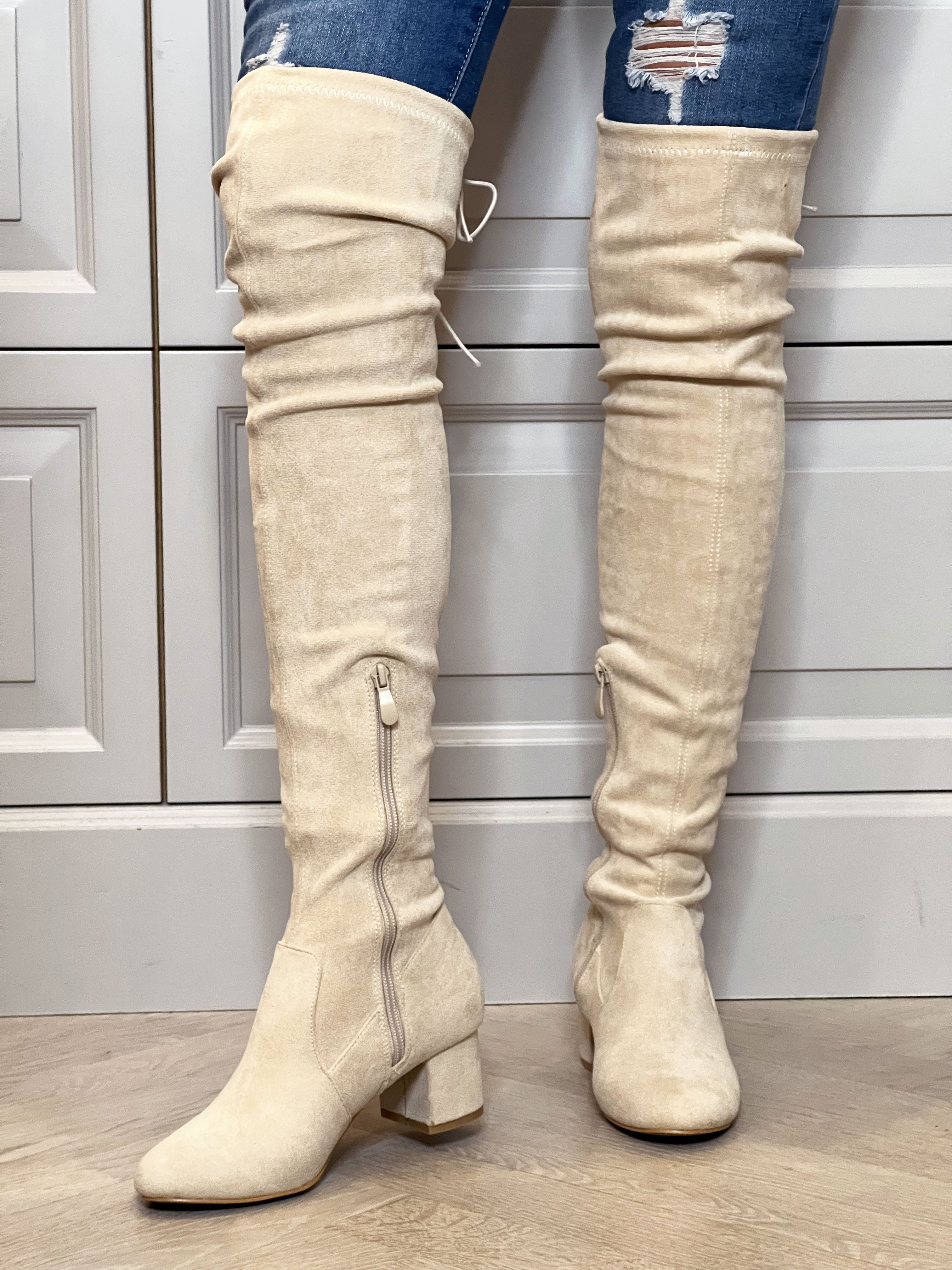 Olivia - Overknee boots med liten klack