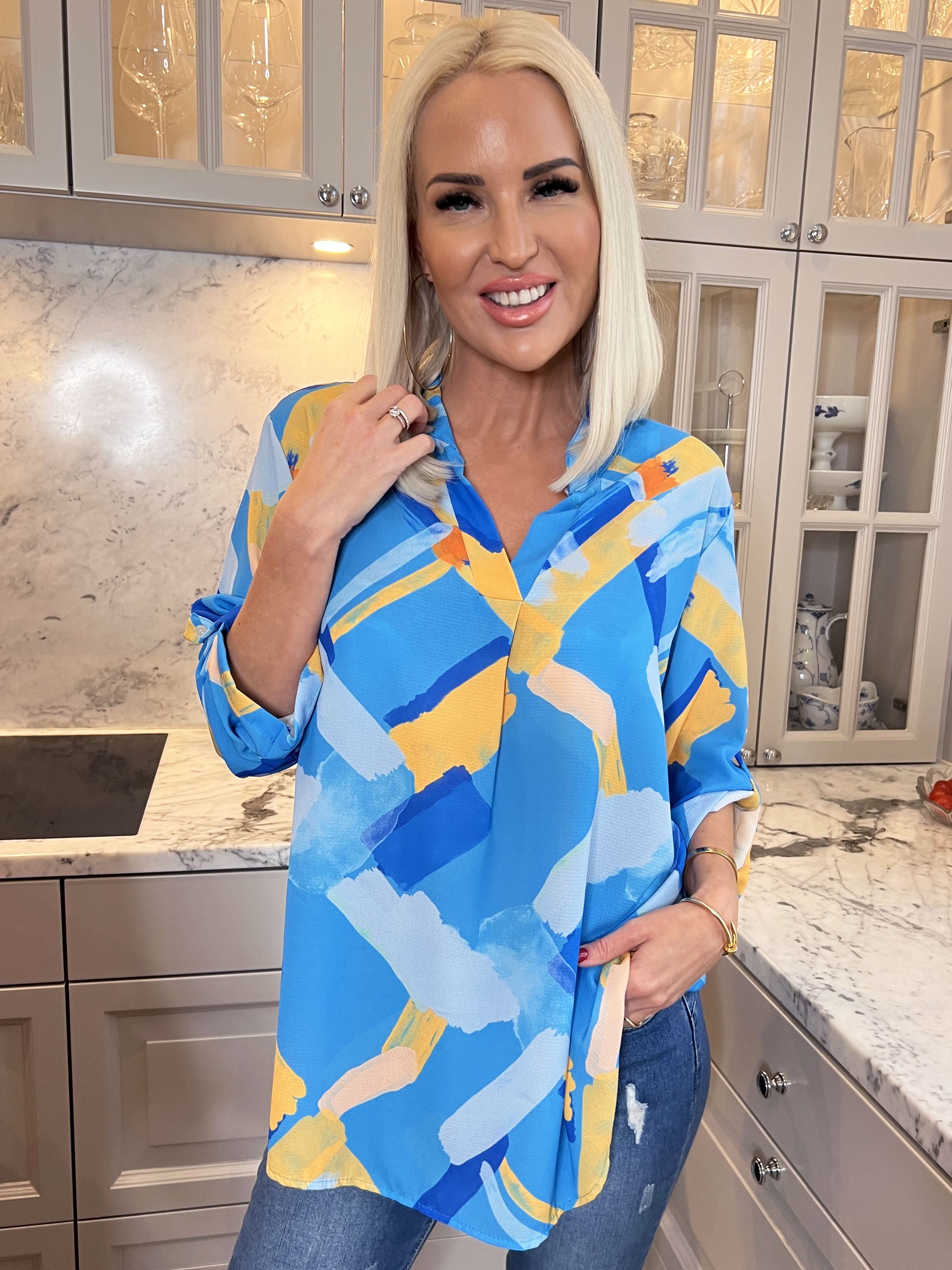 Vanesa Art - Mönstrad flerfärgad tunika