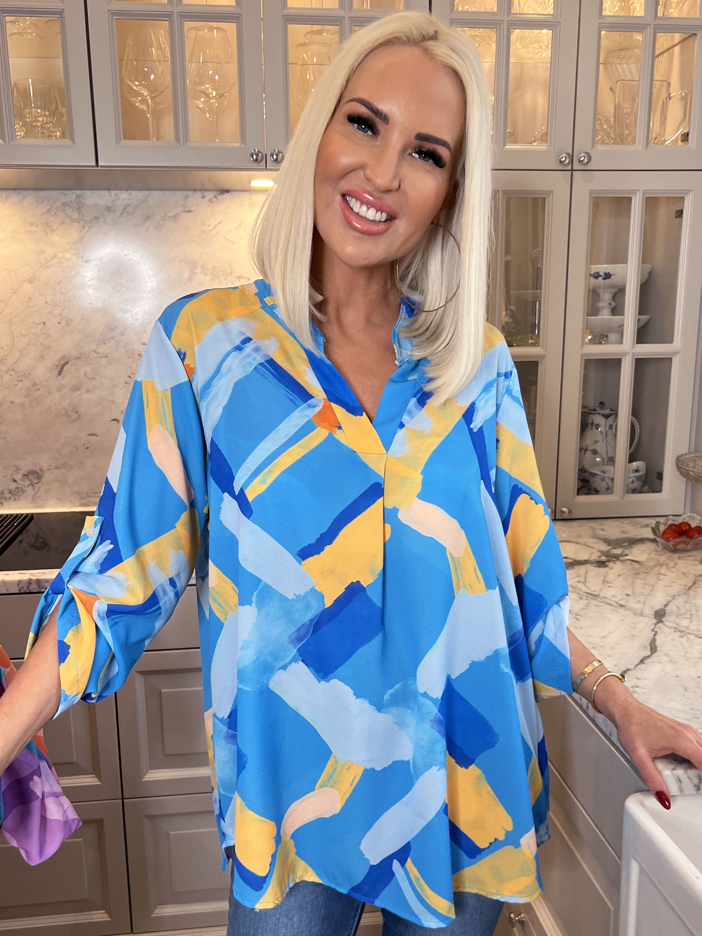 Vanesa Art - Mönstrad flerfärgad tunika