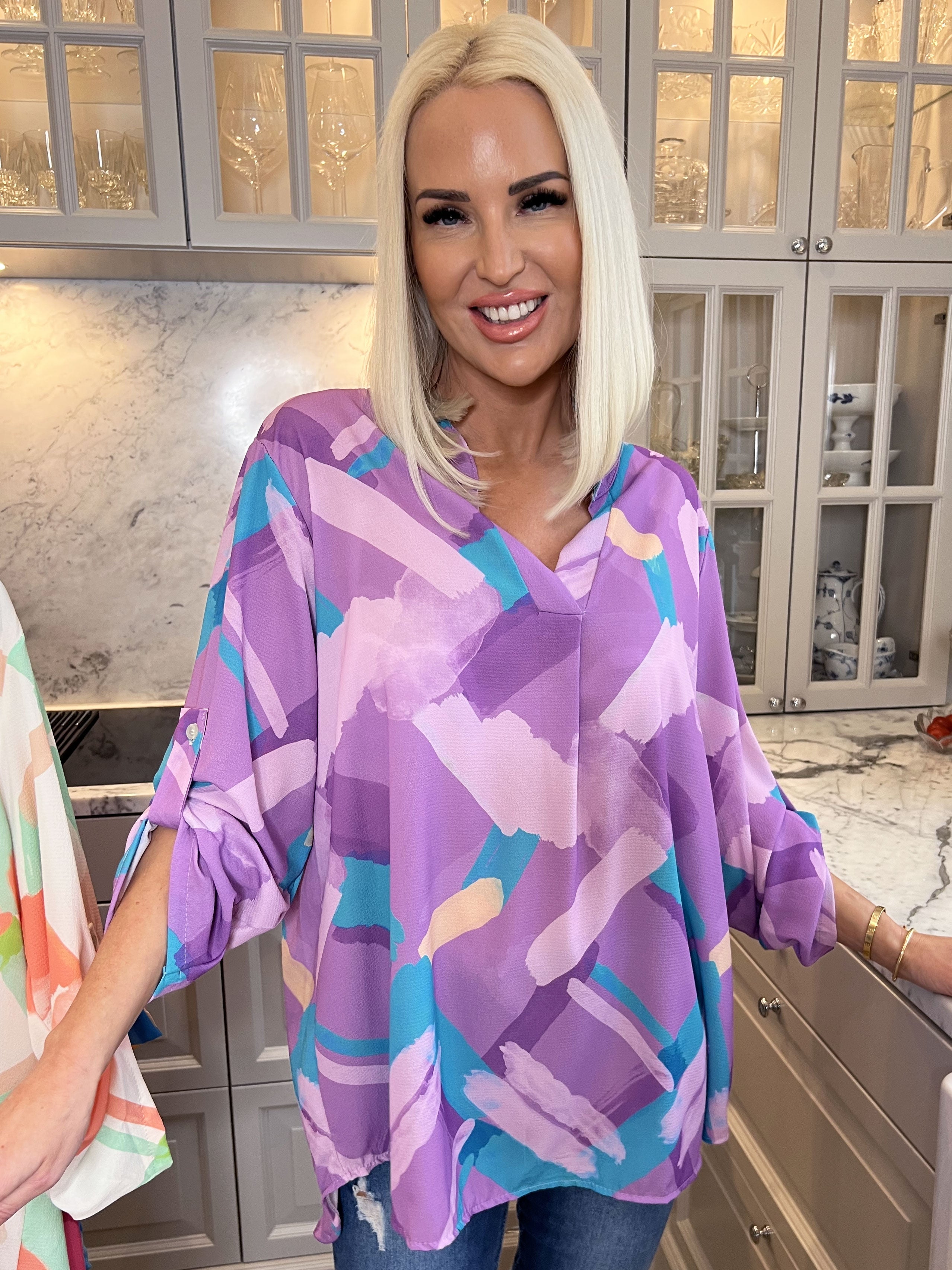 Vanesa Art - Mönstrad flerfärgad tunika