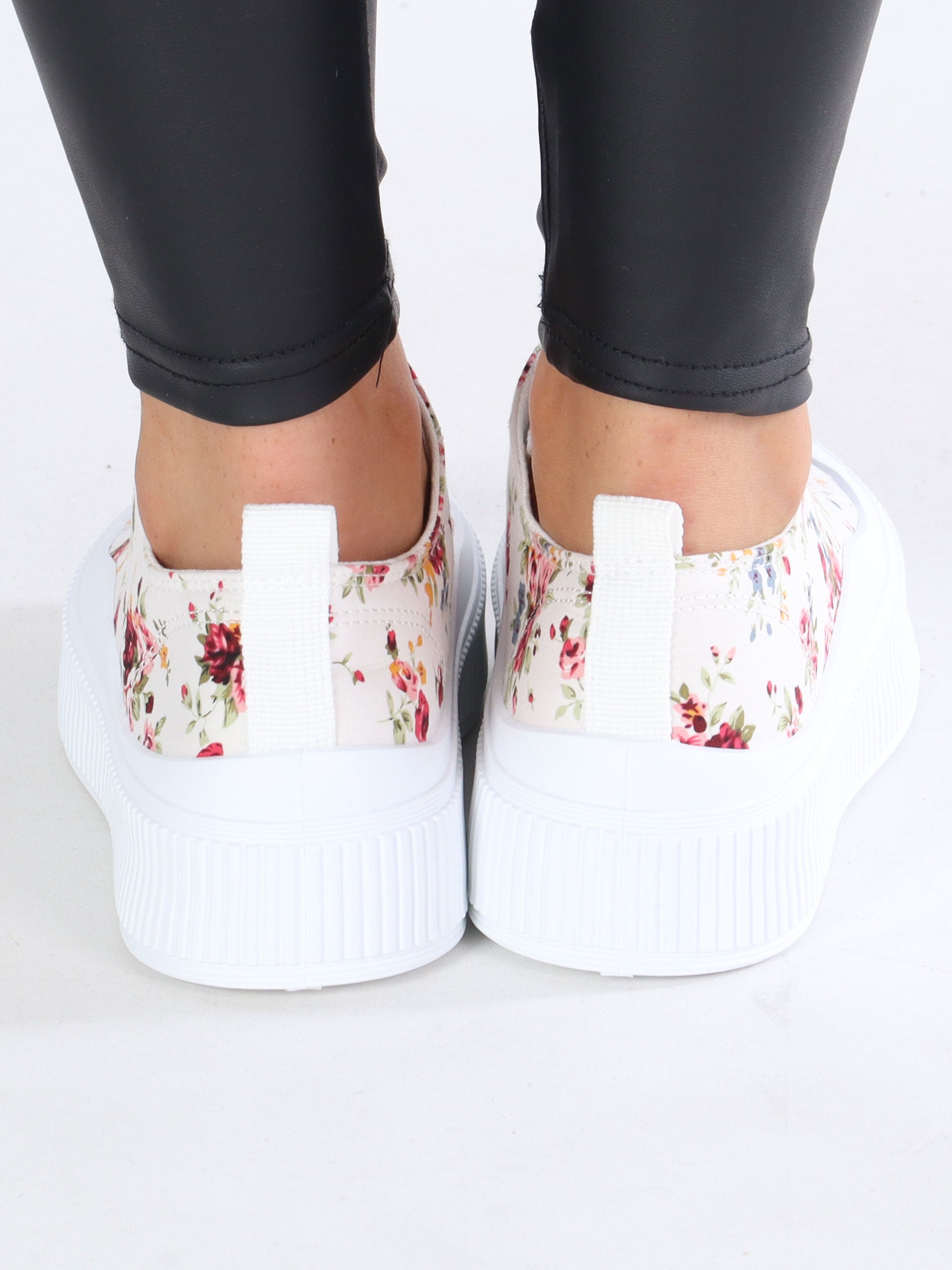 Melina - Sneakers med blommönster och bred vit sula