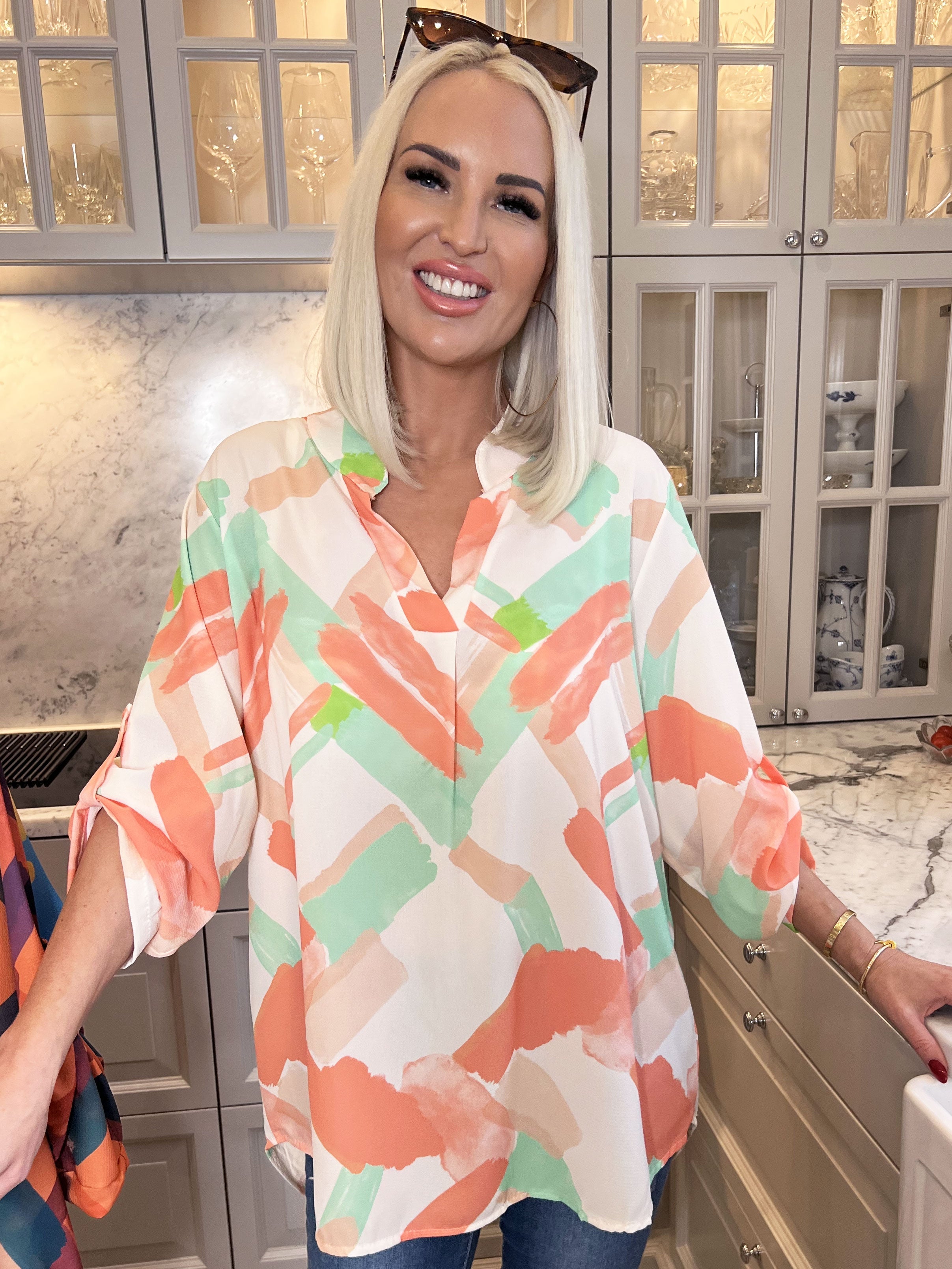 Vanesa Art - Mönstrad flerfärgad tunika