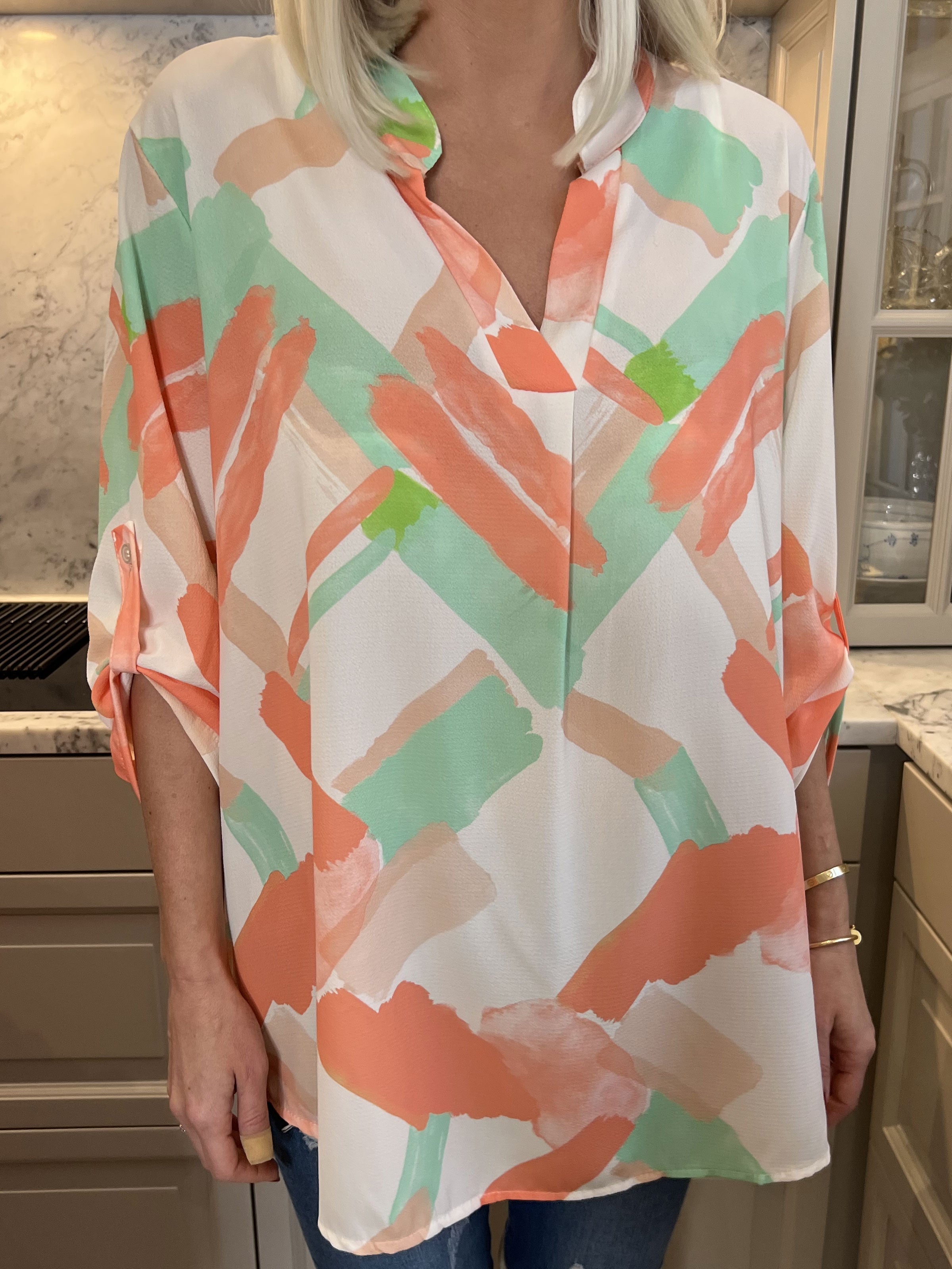 Vanesa Art - Mönstrad flerfärgad tunika