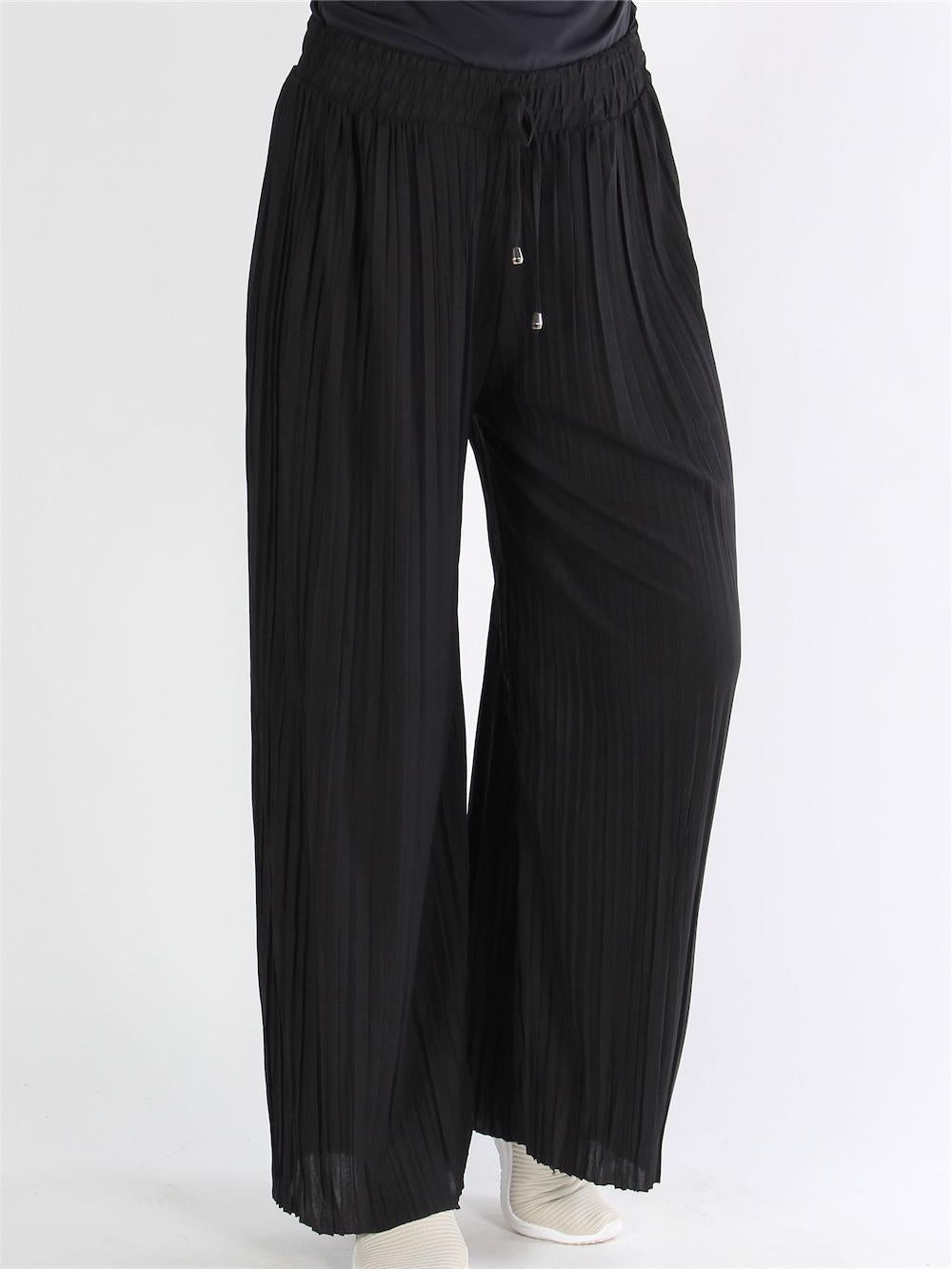 Kolkata - Svarta lösa byxor med veck