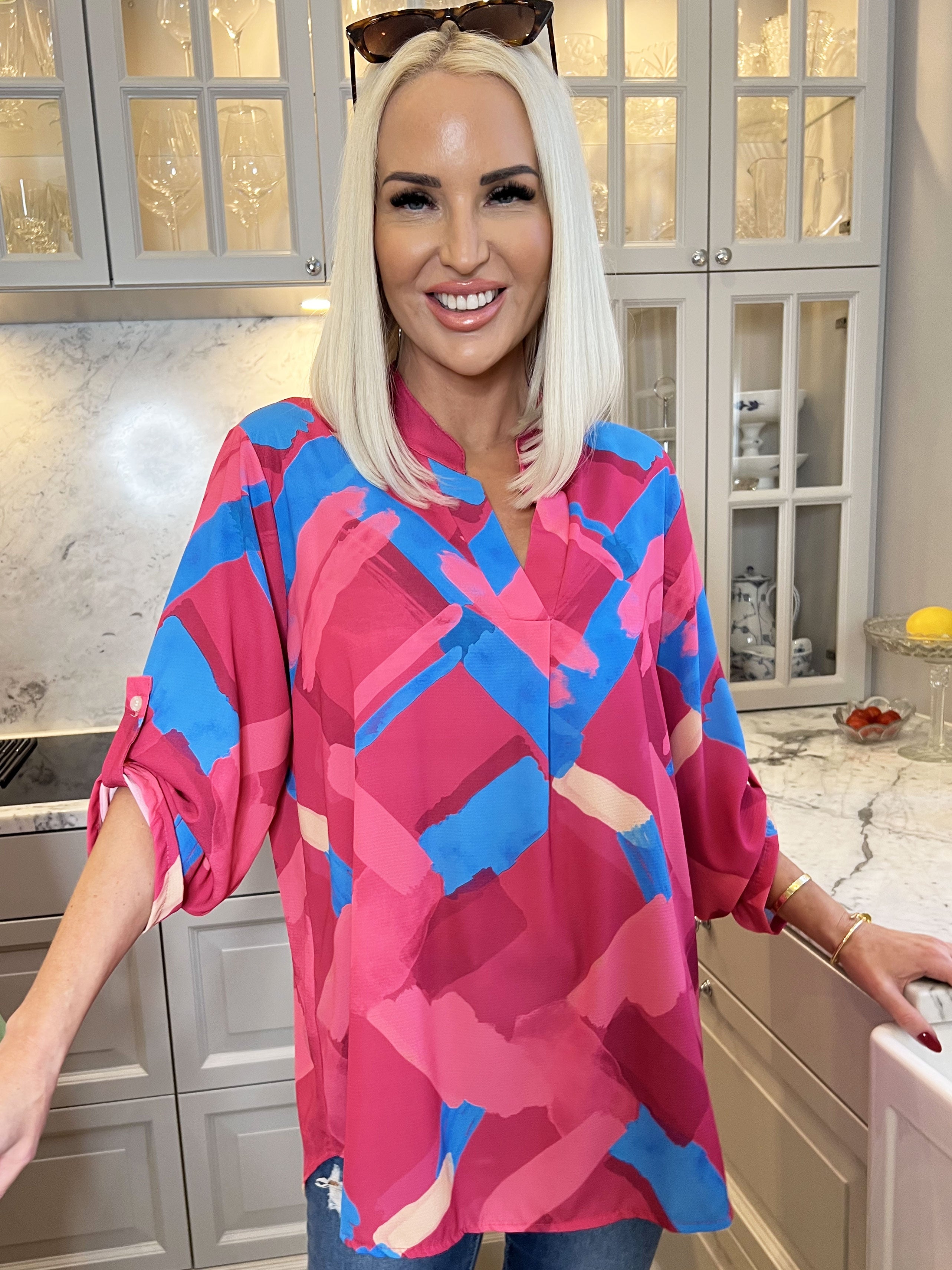 Vanesa Art - Mönstrad flerfärgad tunika