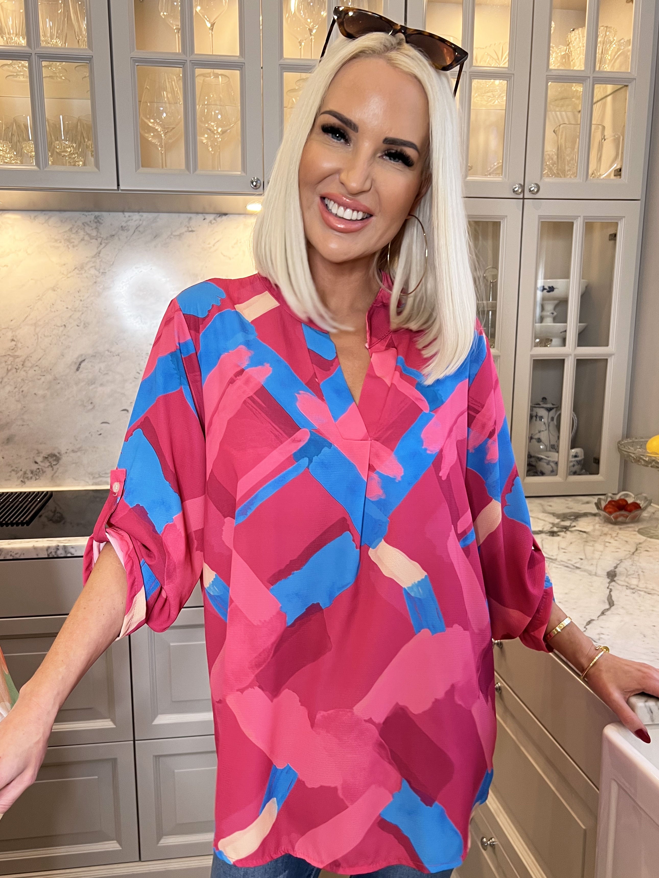 Vanesa Art - Mönstrad flerfärgad tunika