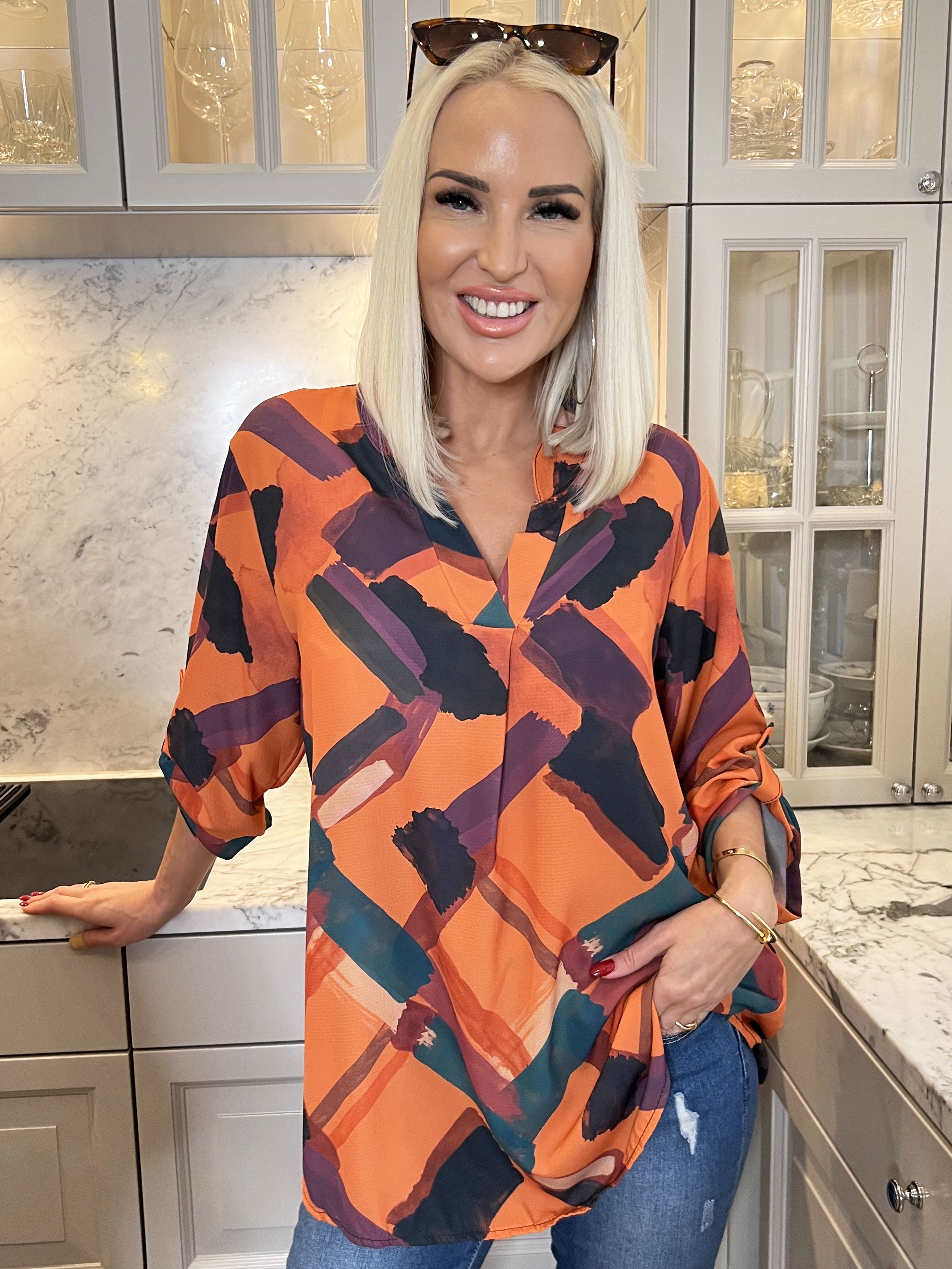 Vanesa Art - Mönstrad flerfärgad tunika