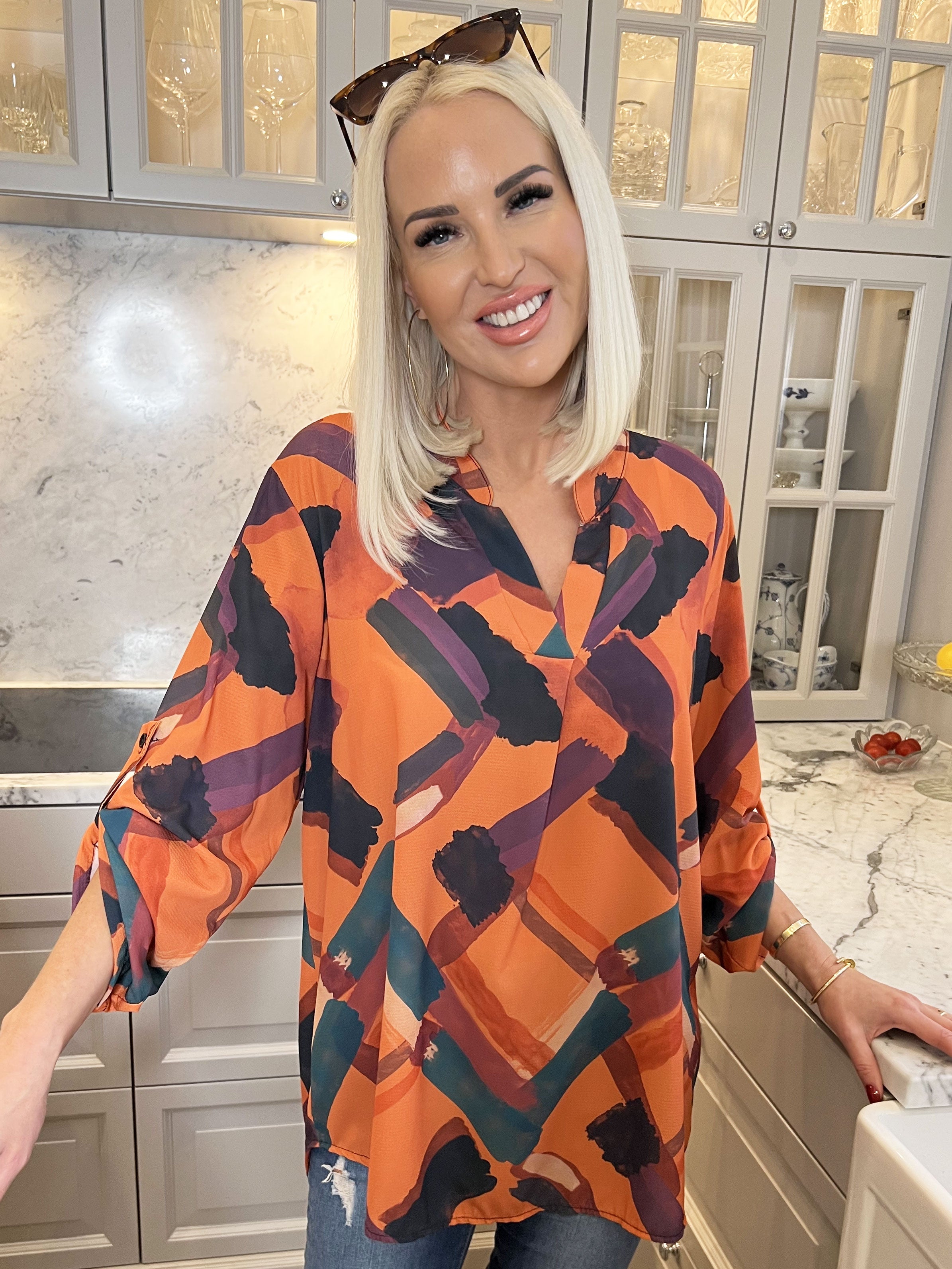 Vanesa Art - Mönstrad flerfärgad tunika