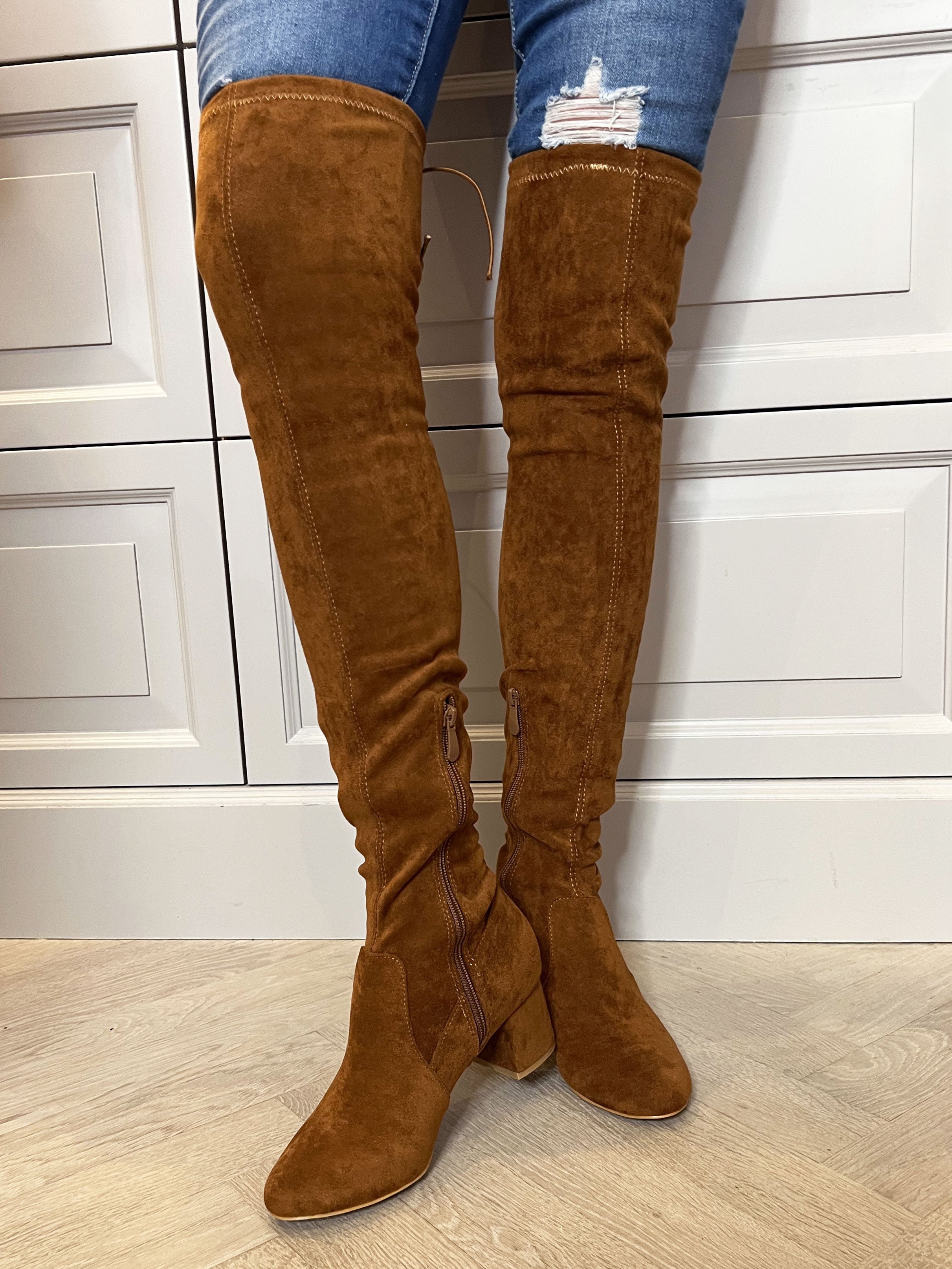 Olivia - Overknee boots med liten klack