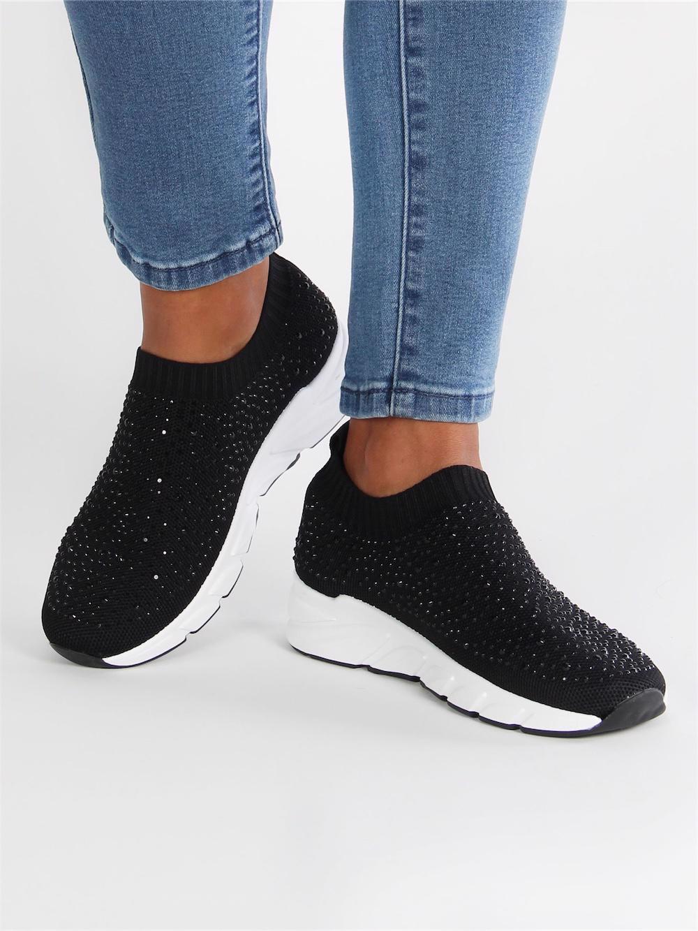 Charlie - Svarta strumpskor med imiterad tå