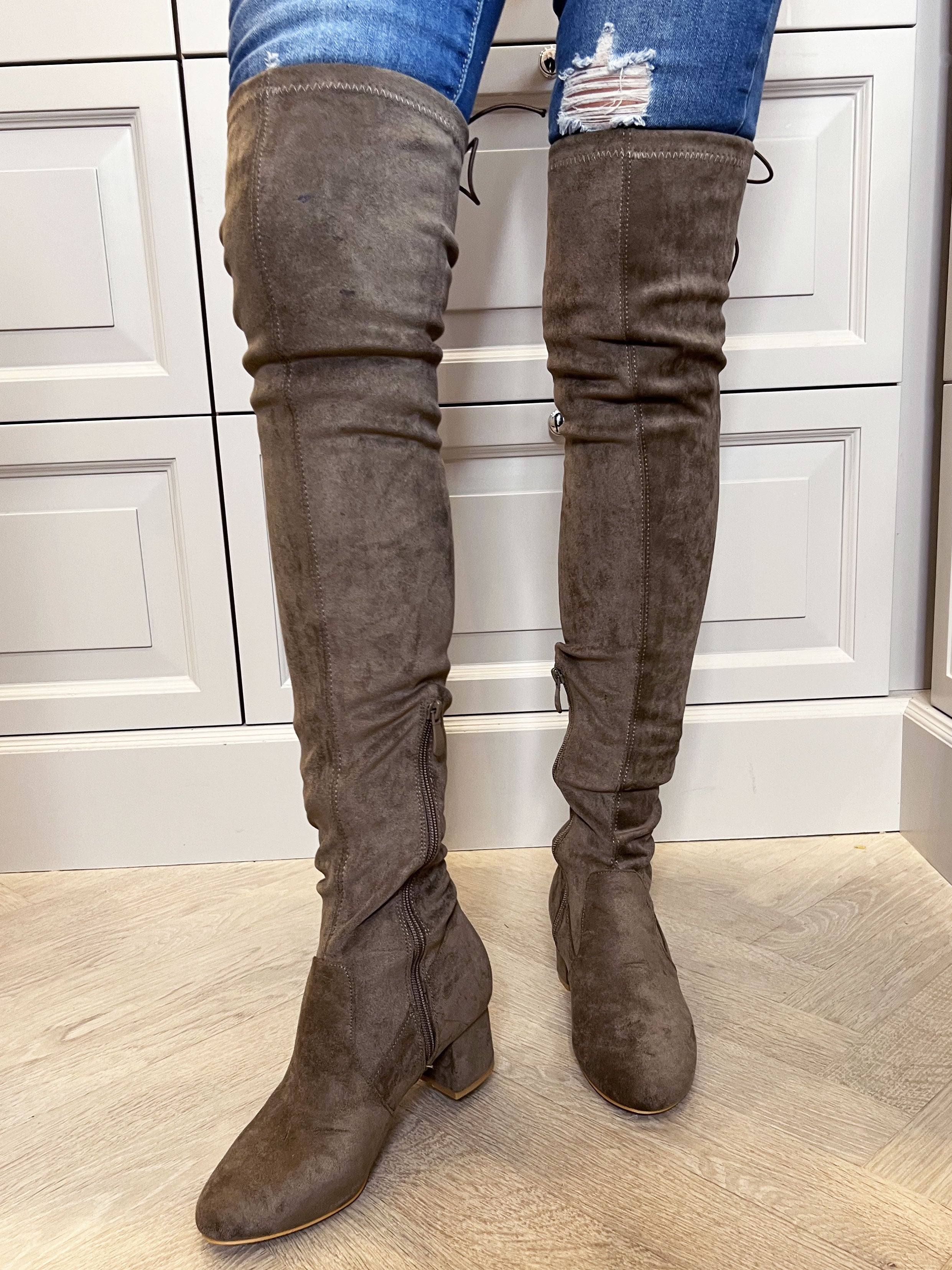 Olivia - Overknee boots med liten klack