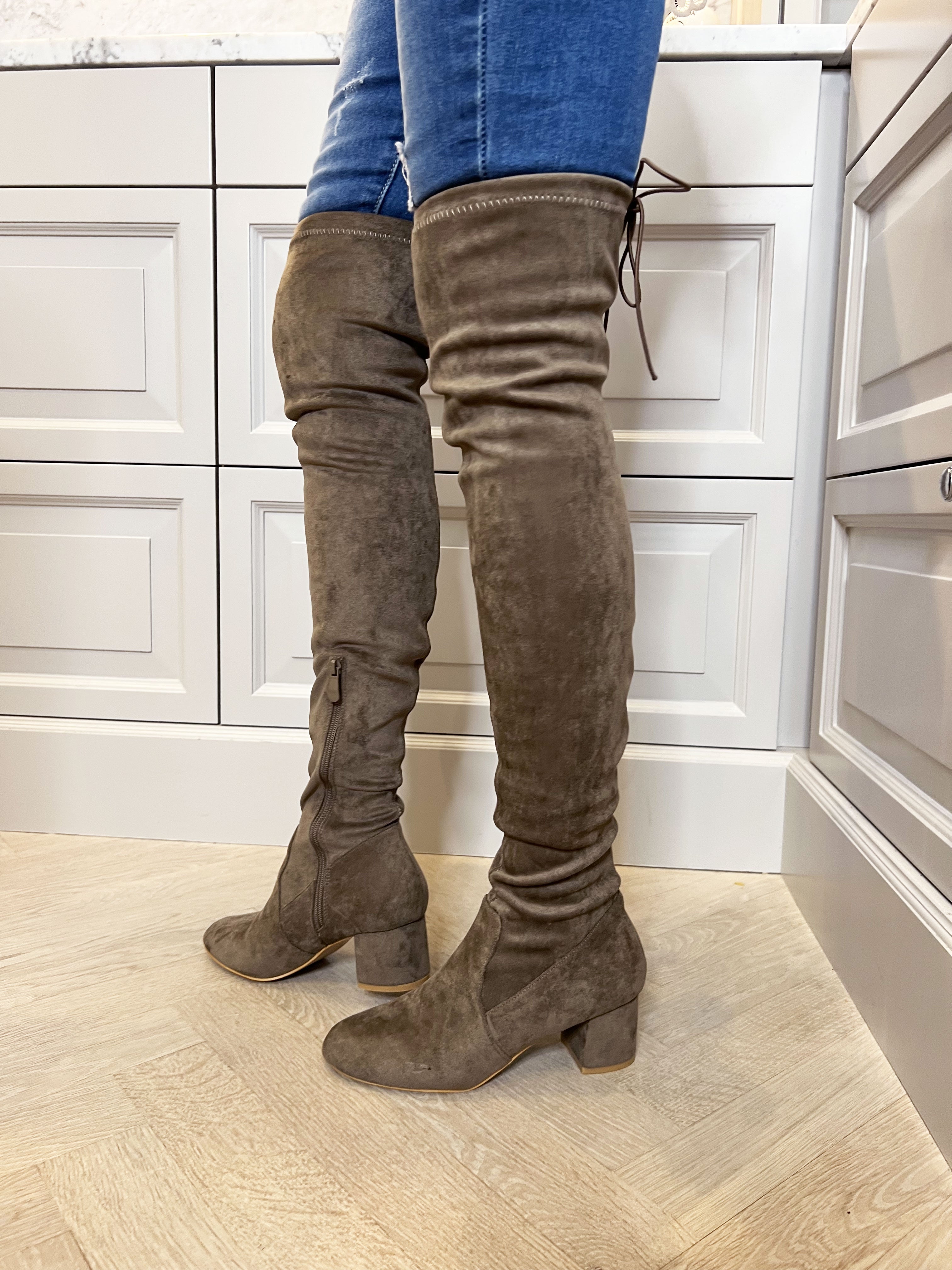 Olivia - Overknee boots med liten klack