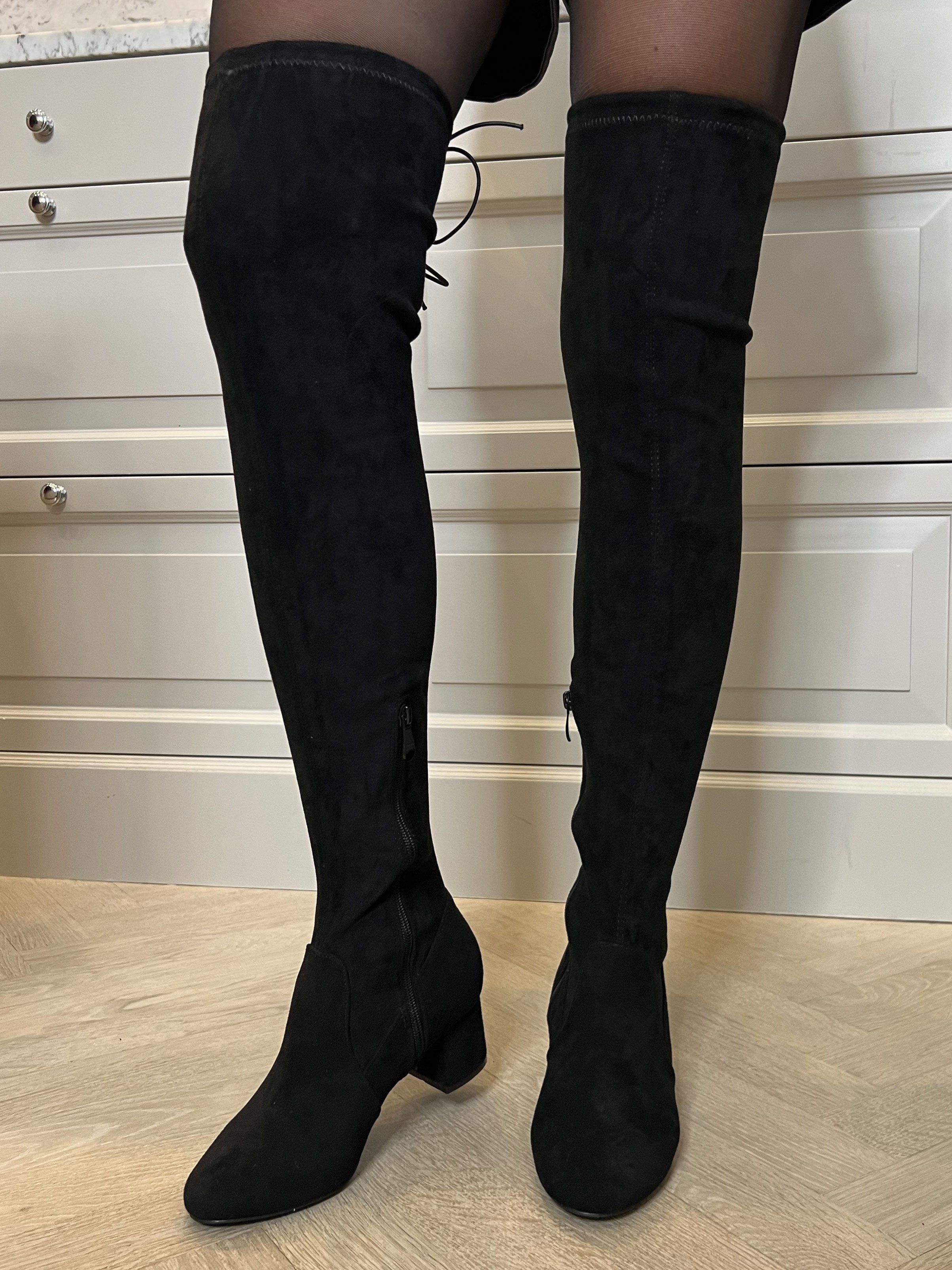 Olivia - Overknee boots med liten klack