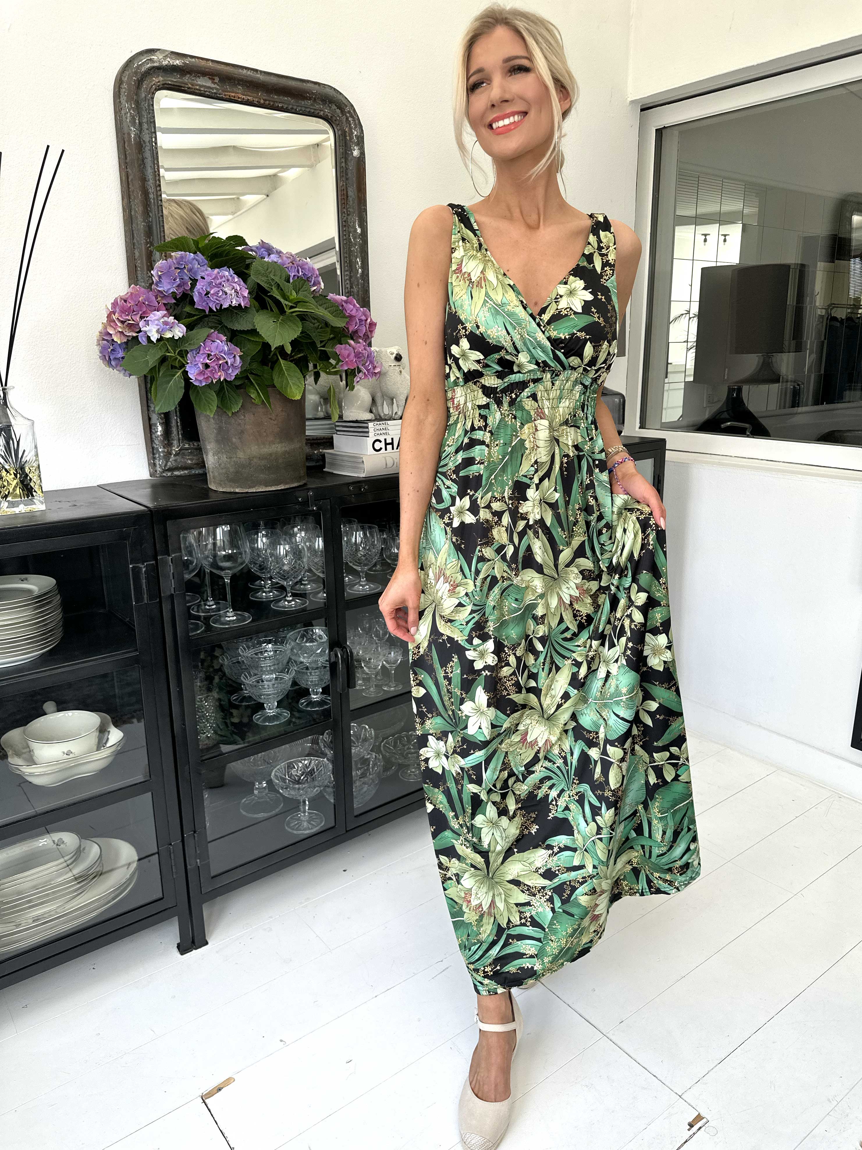 Kenza Gold - Klänning med band i stretchigt tyg - Black