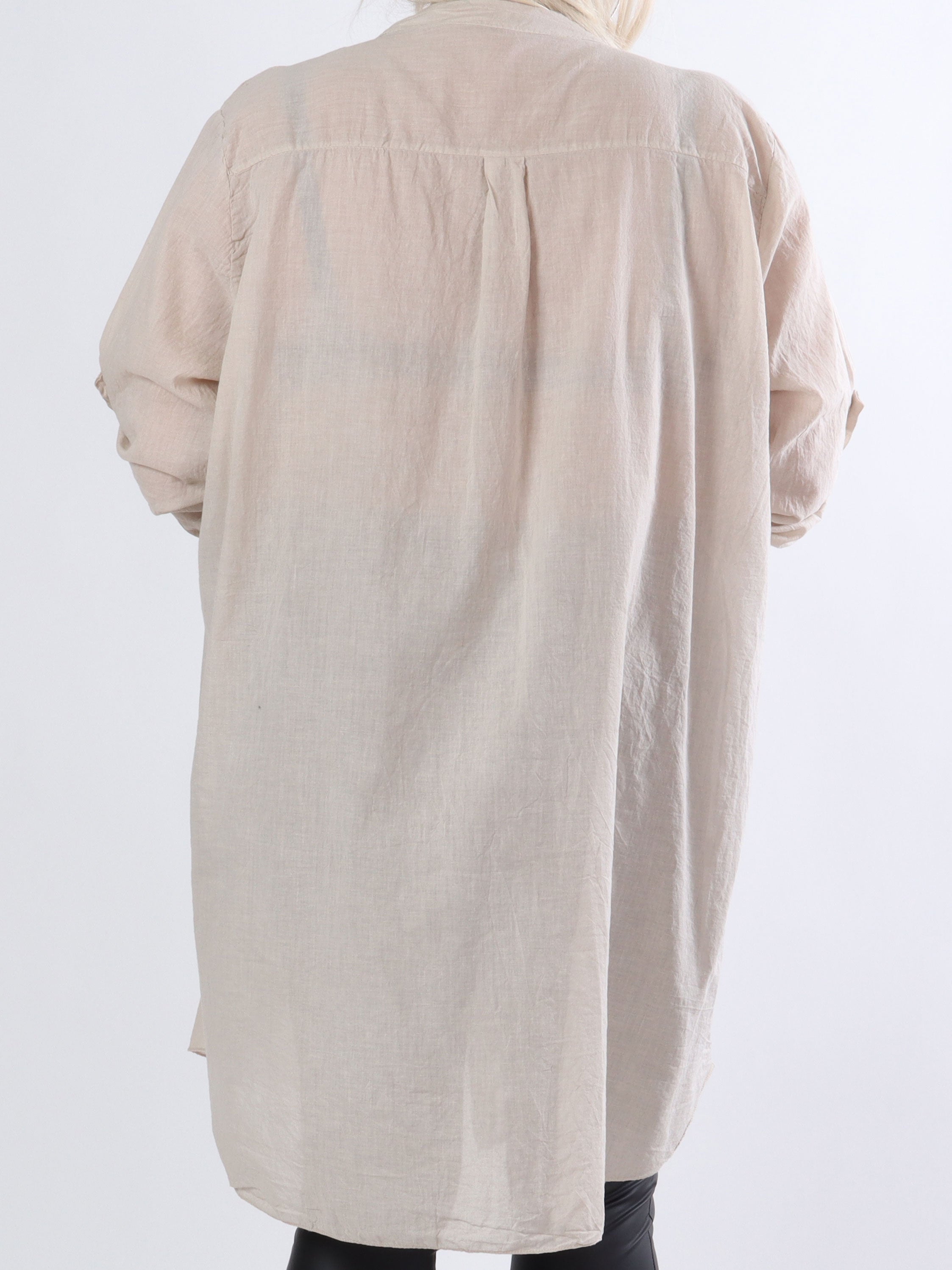 Berna Plain - Plus size skjorta med fickor