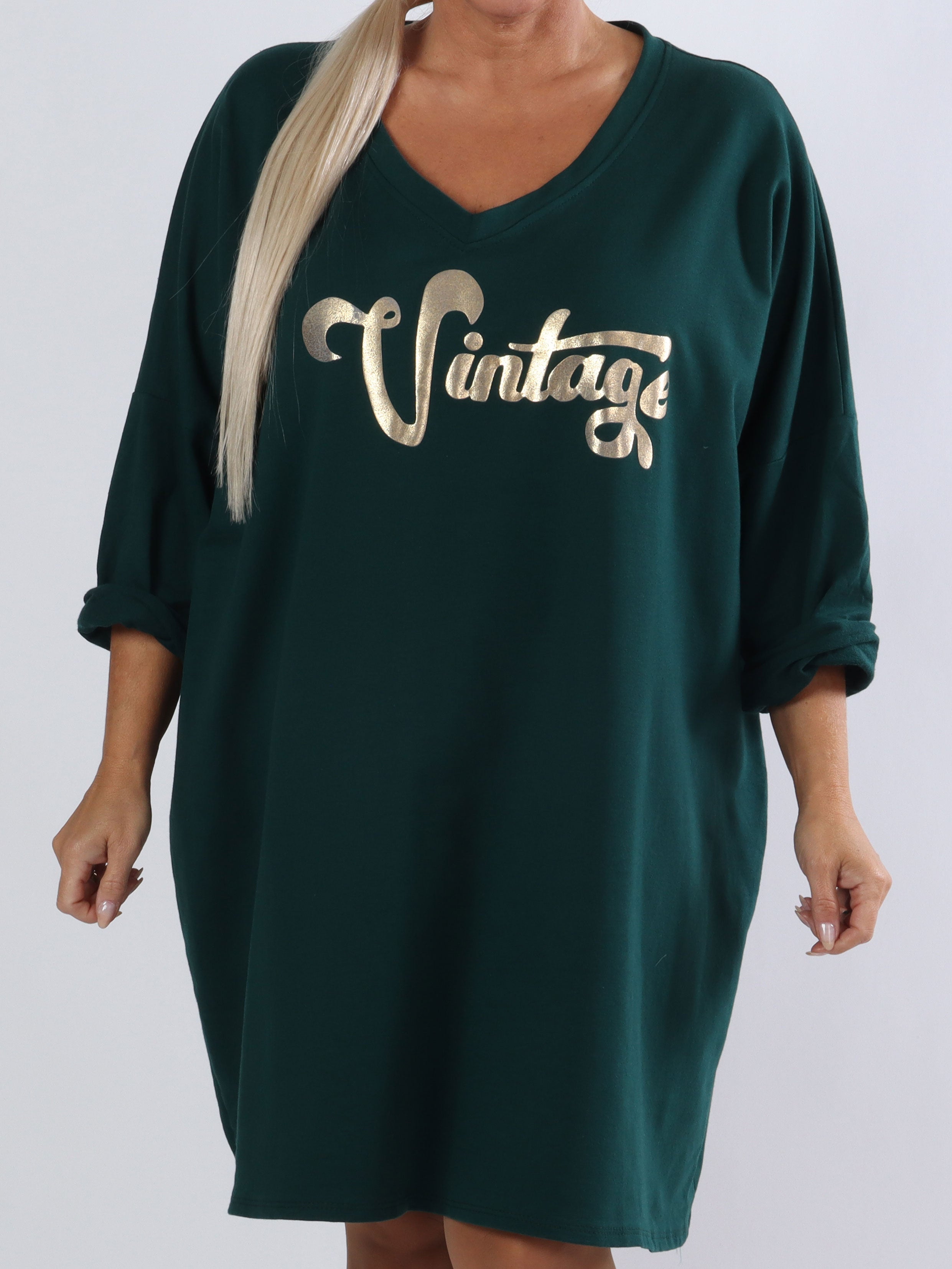 Liana - Plus size joggingklänning med guldtryck