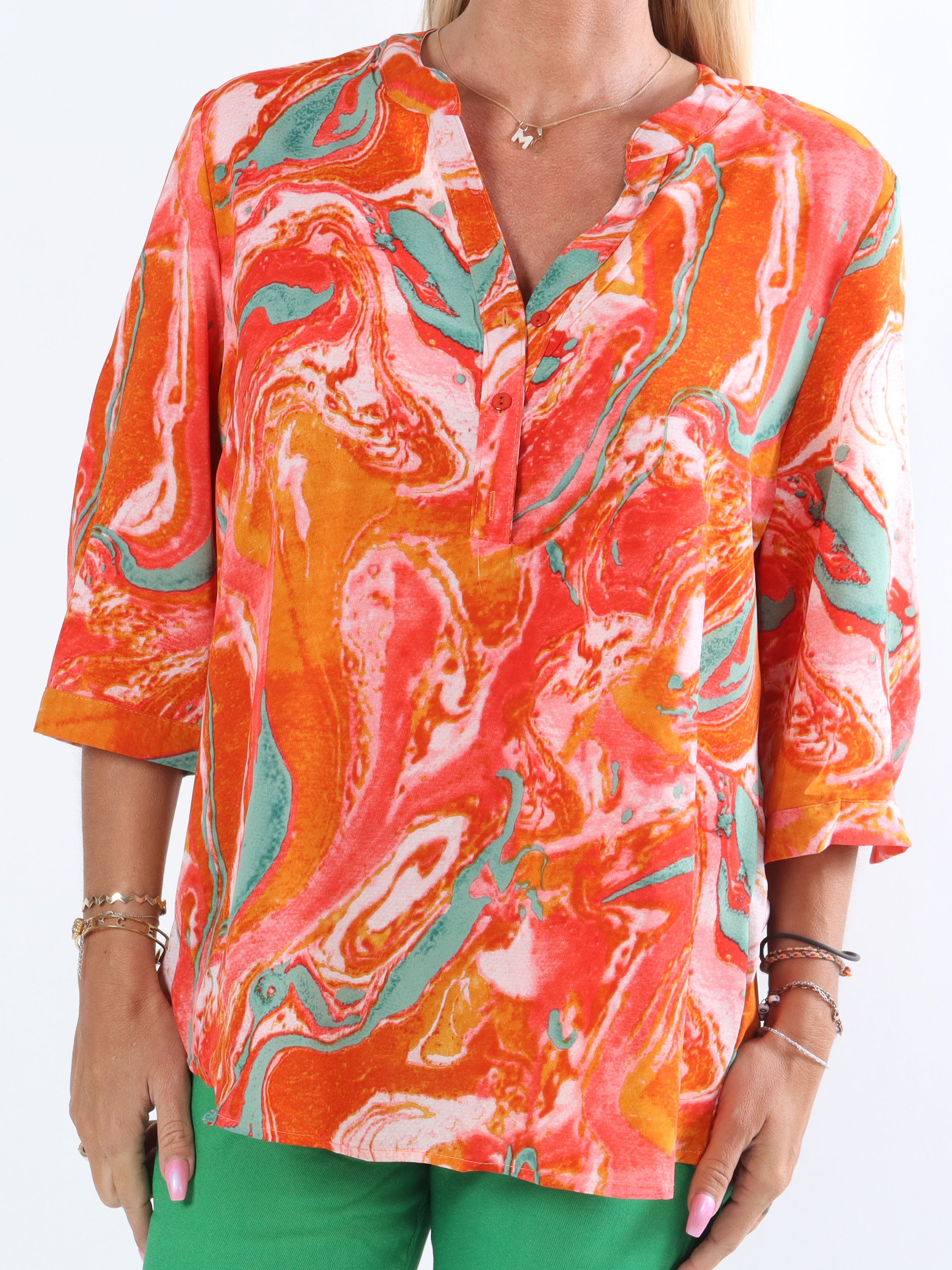 Elvi - Skjorta i coolt mönster med 3/4-ärmar