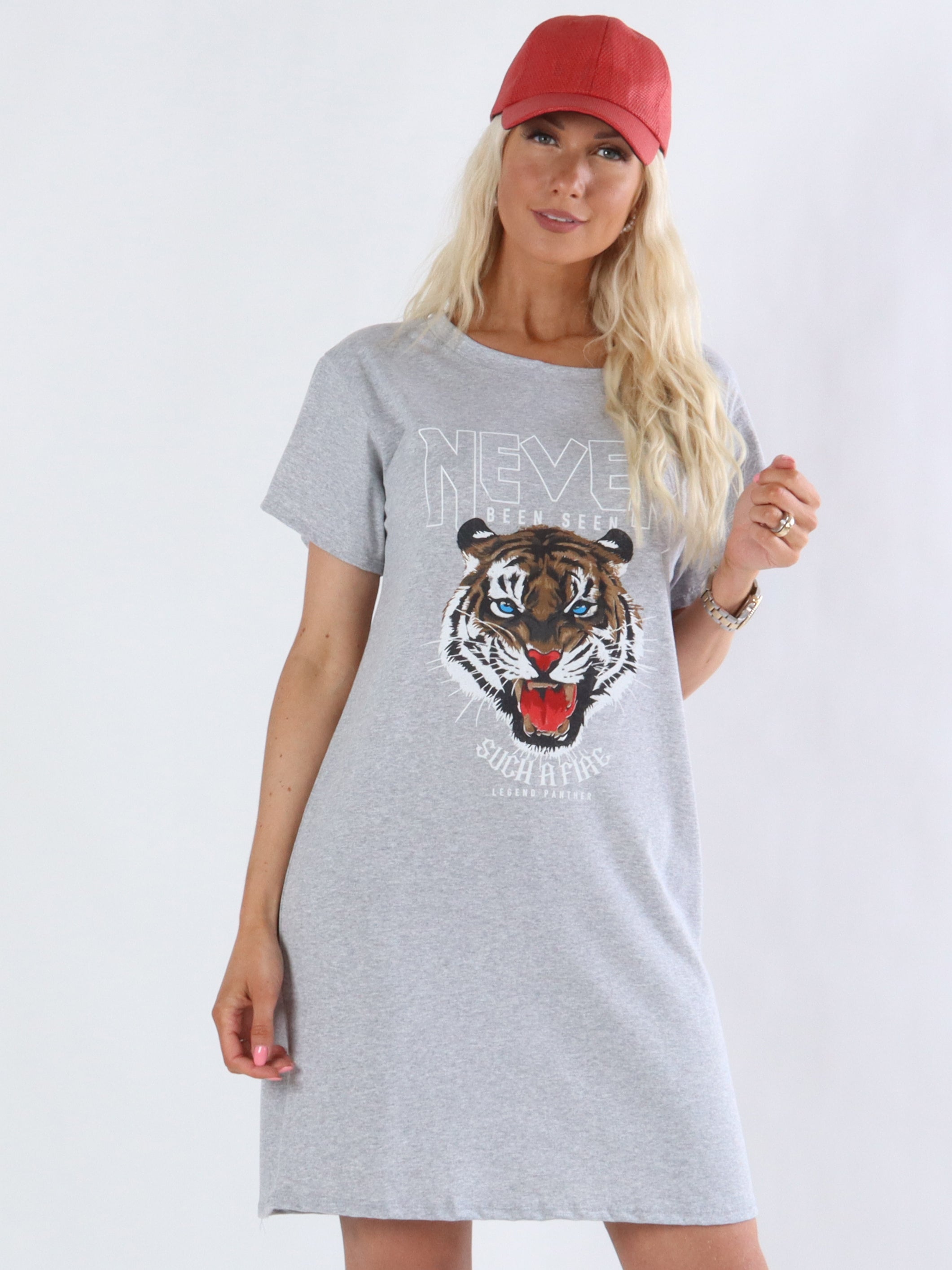 Steffy - T-shirt klänning i jersey med tigermotiv