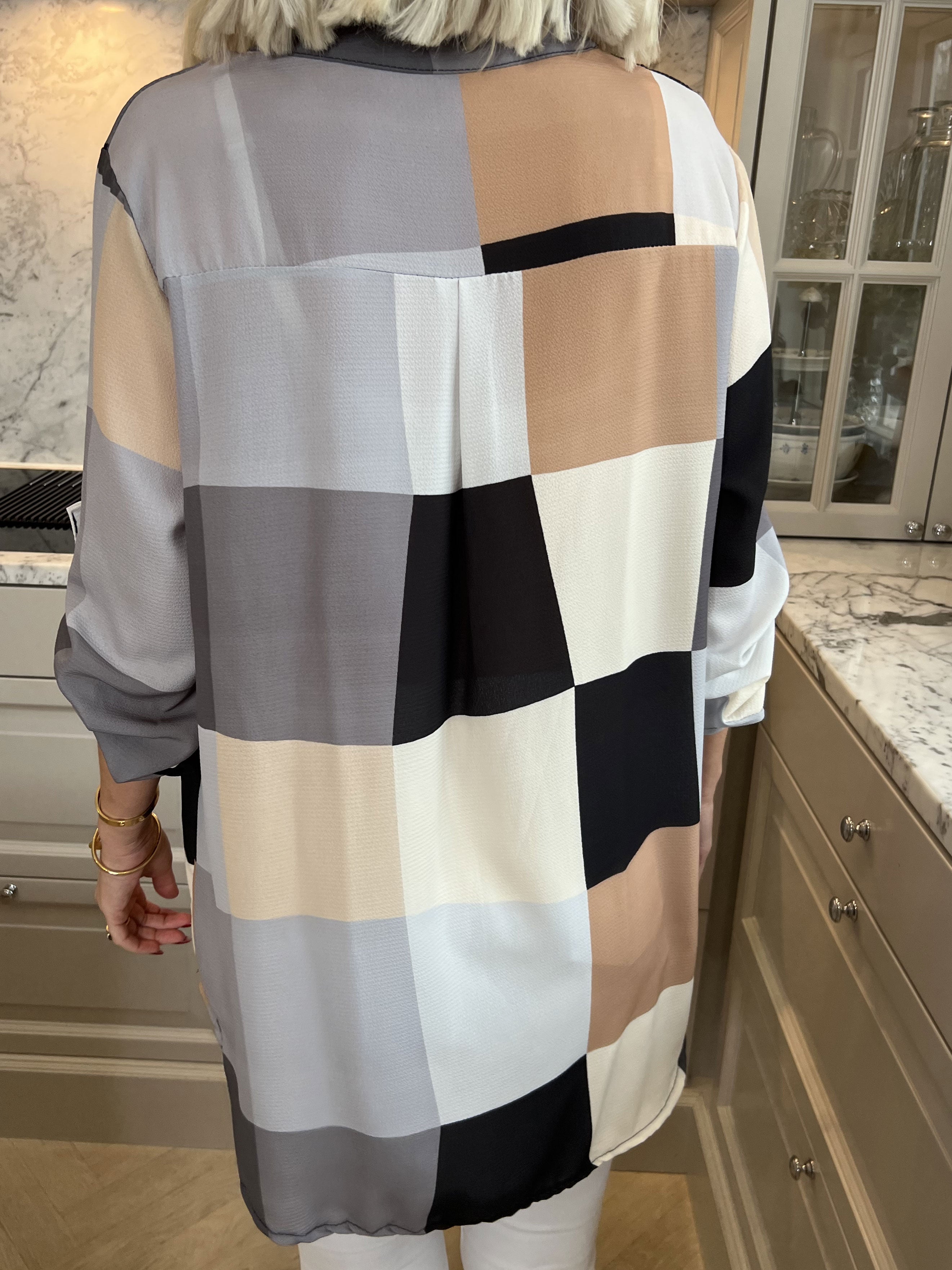 Vanesa - Lång rutig flerfärgad tunika