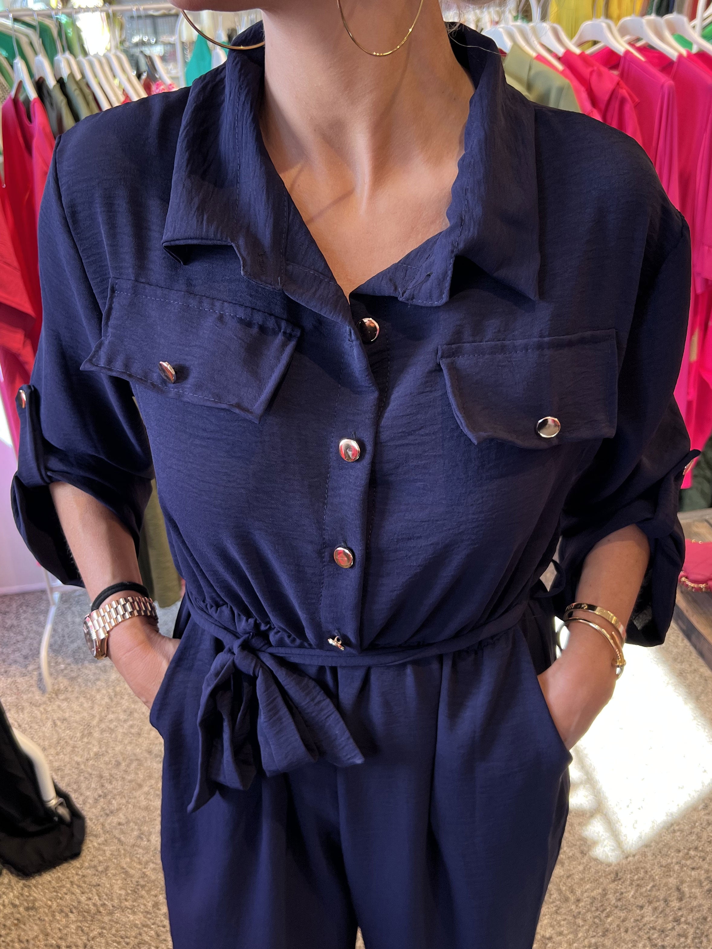 Malina Sleeve - Byxdräkt med guldknappar