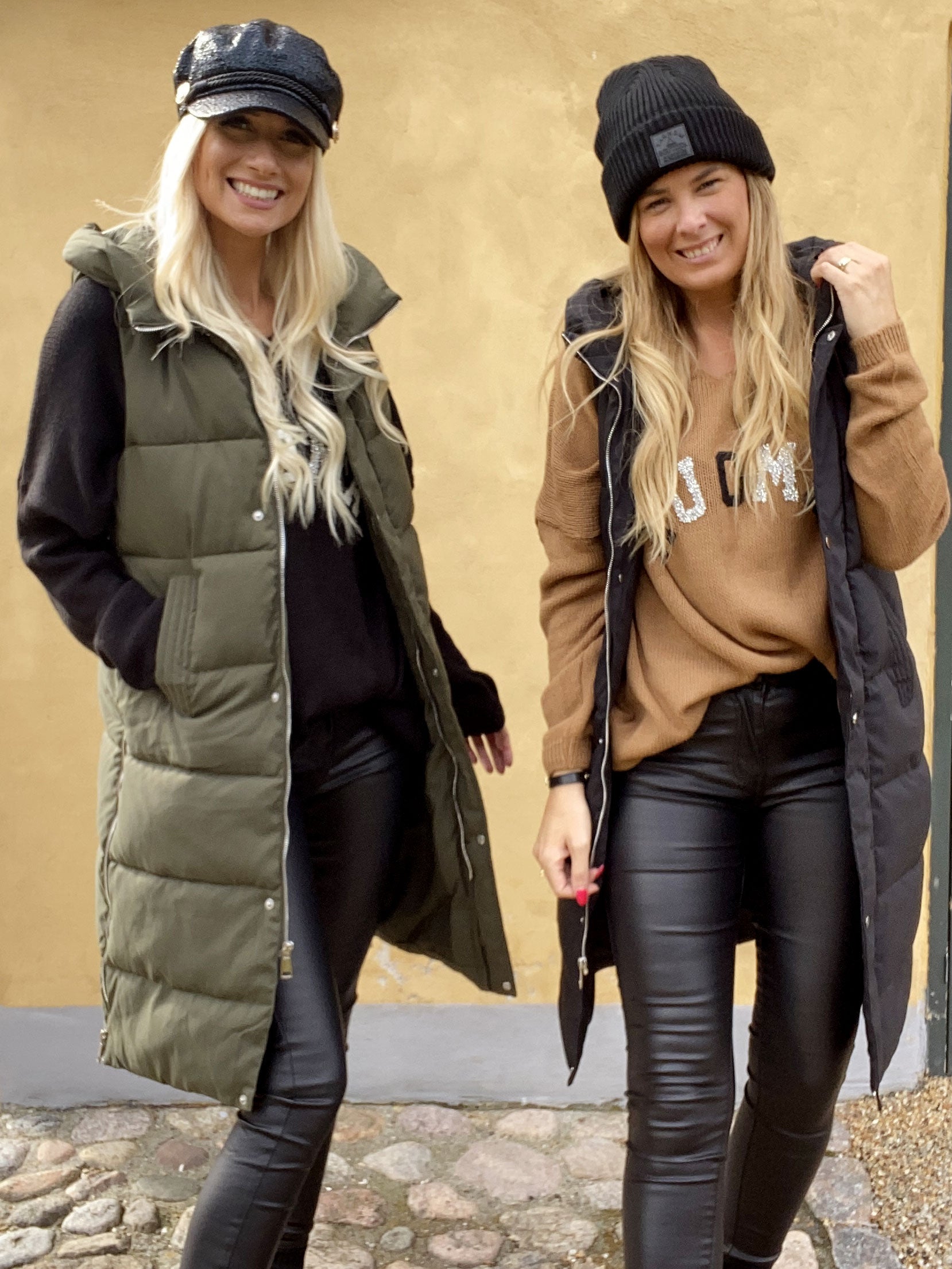 Xenia - Lång quiltad väst med huva