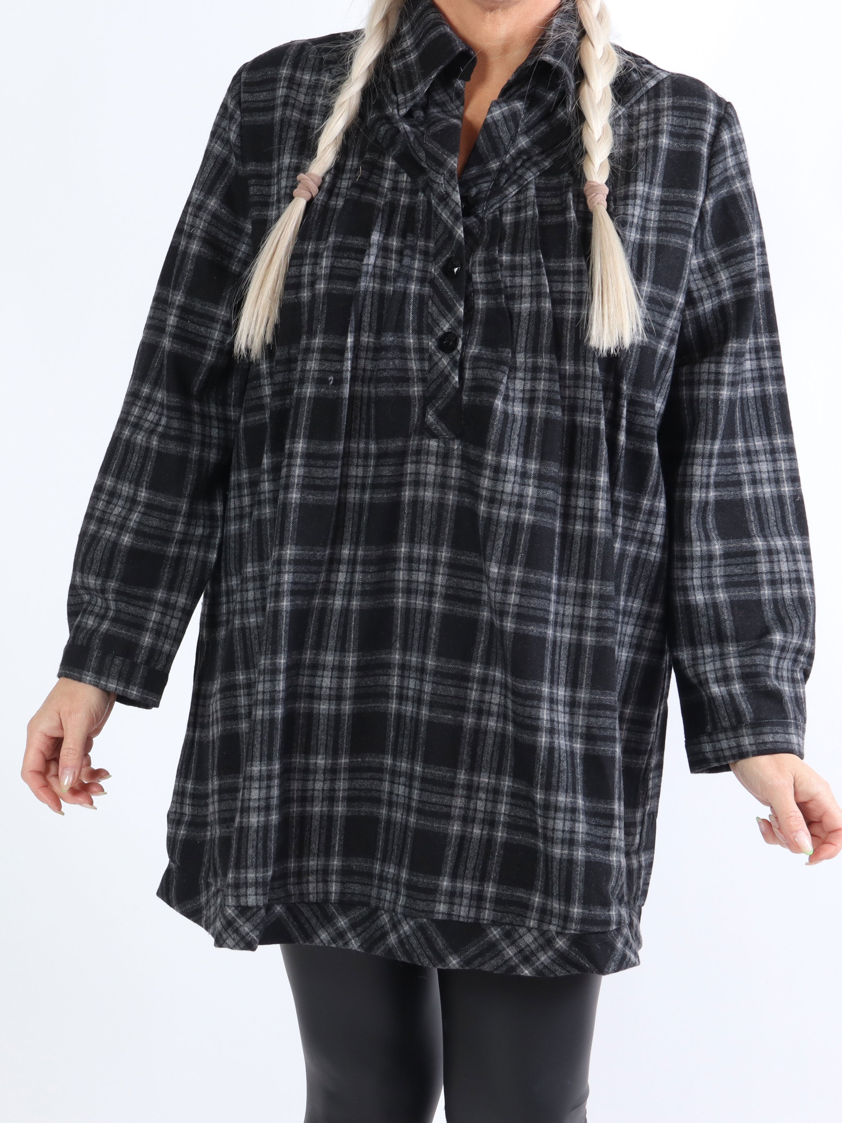 Sandra - Mjuk rutig skjorta i ull - Grey