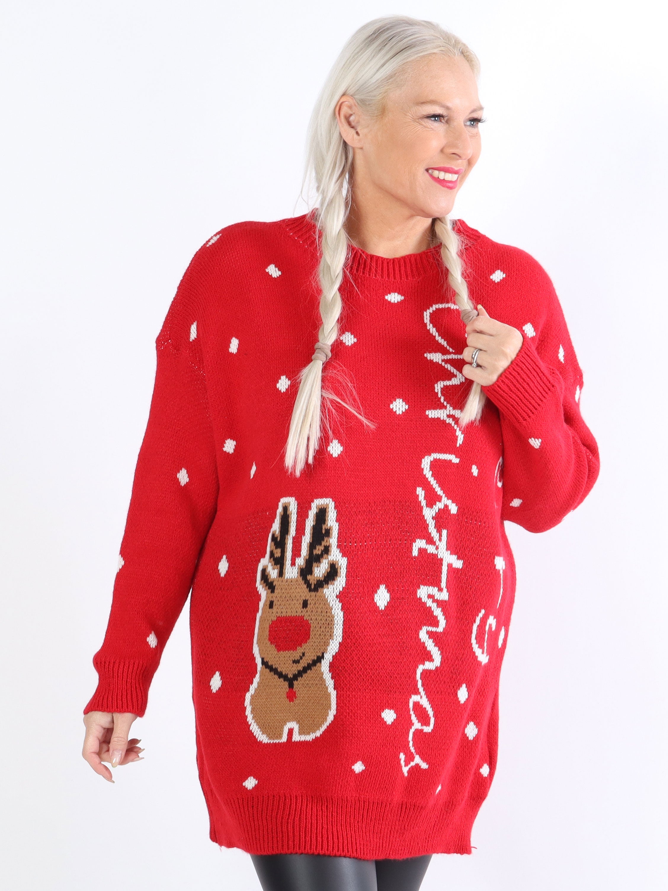 Rudolf - Söt julstickning med renar i stora storlekar