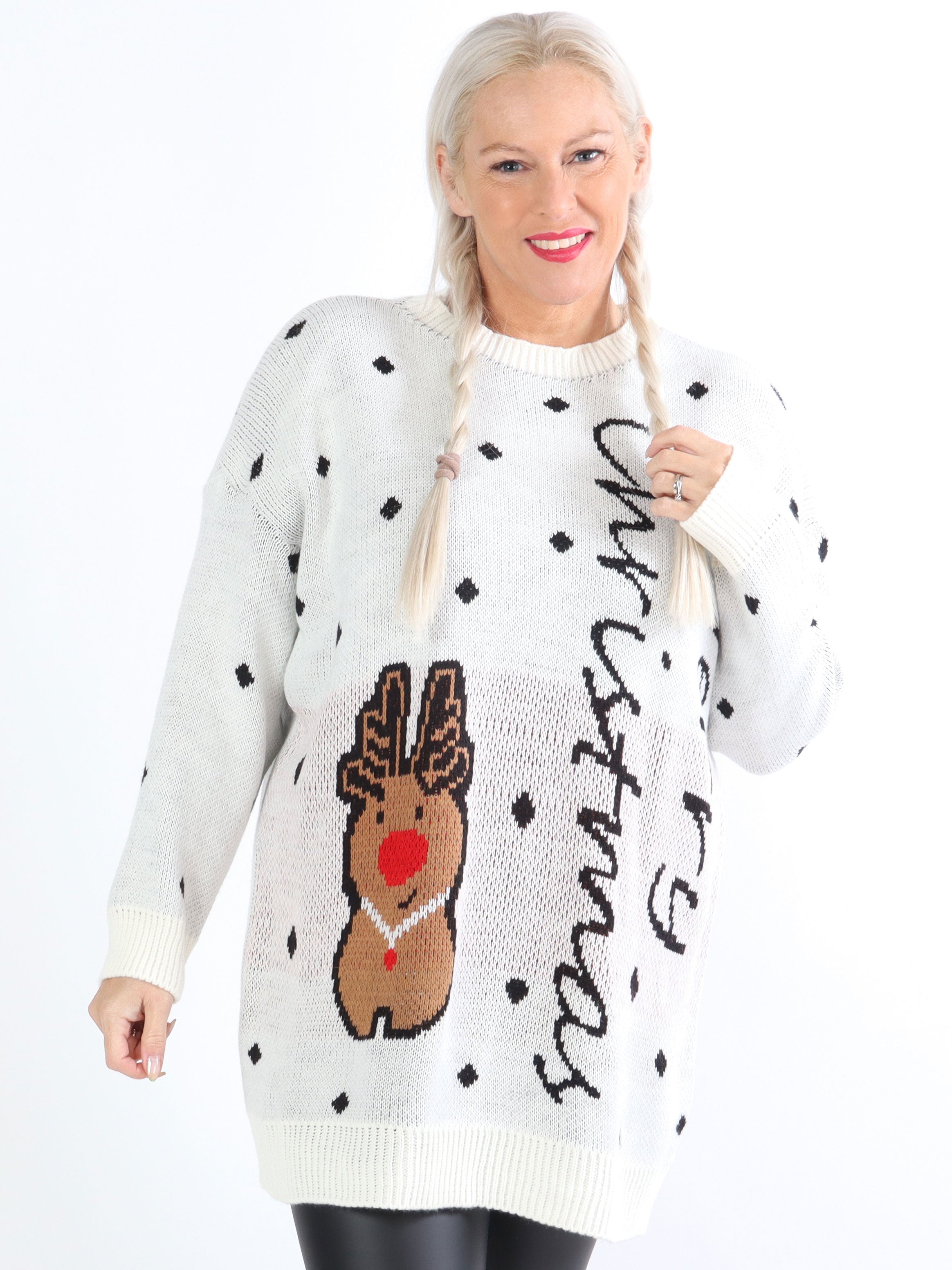 Rudolf - Söt julstickning med renar i stora storlekar