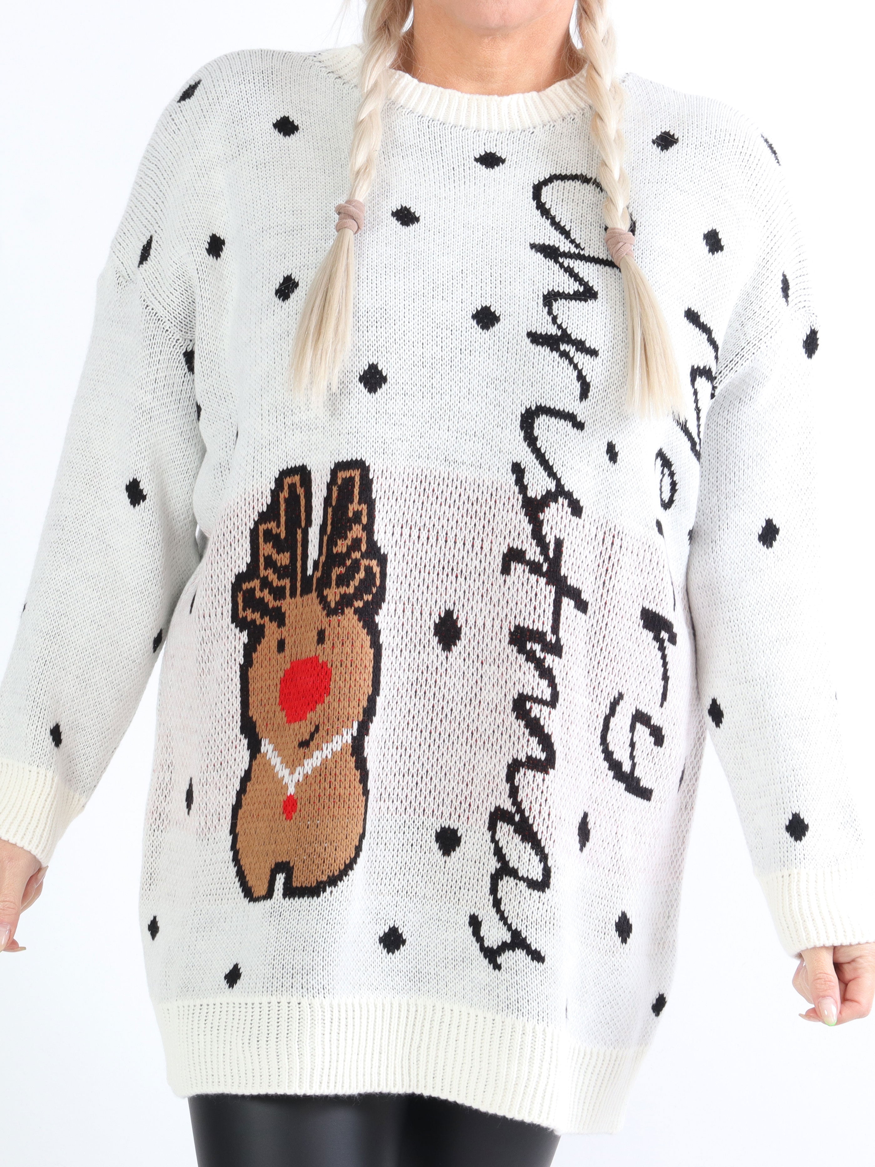 Rudolf - Söt julstickning med renar i stora storlekar